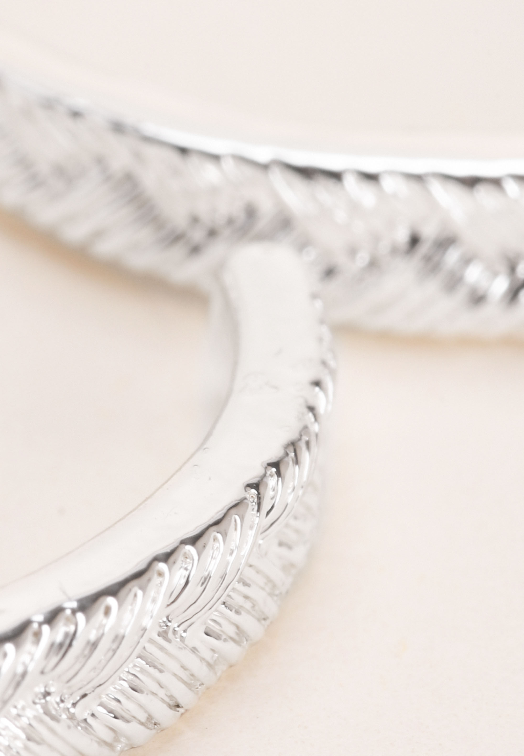 Womens Silver Plaited Hoop Earrings