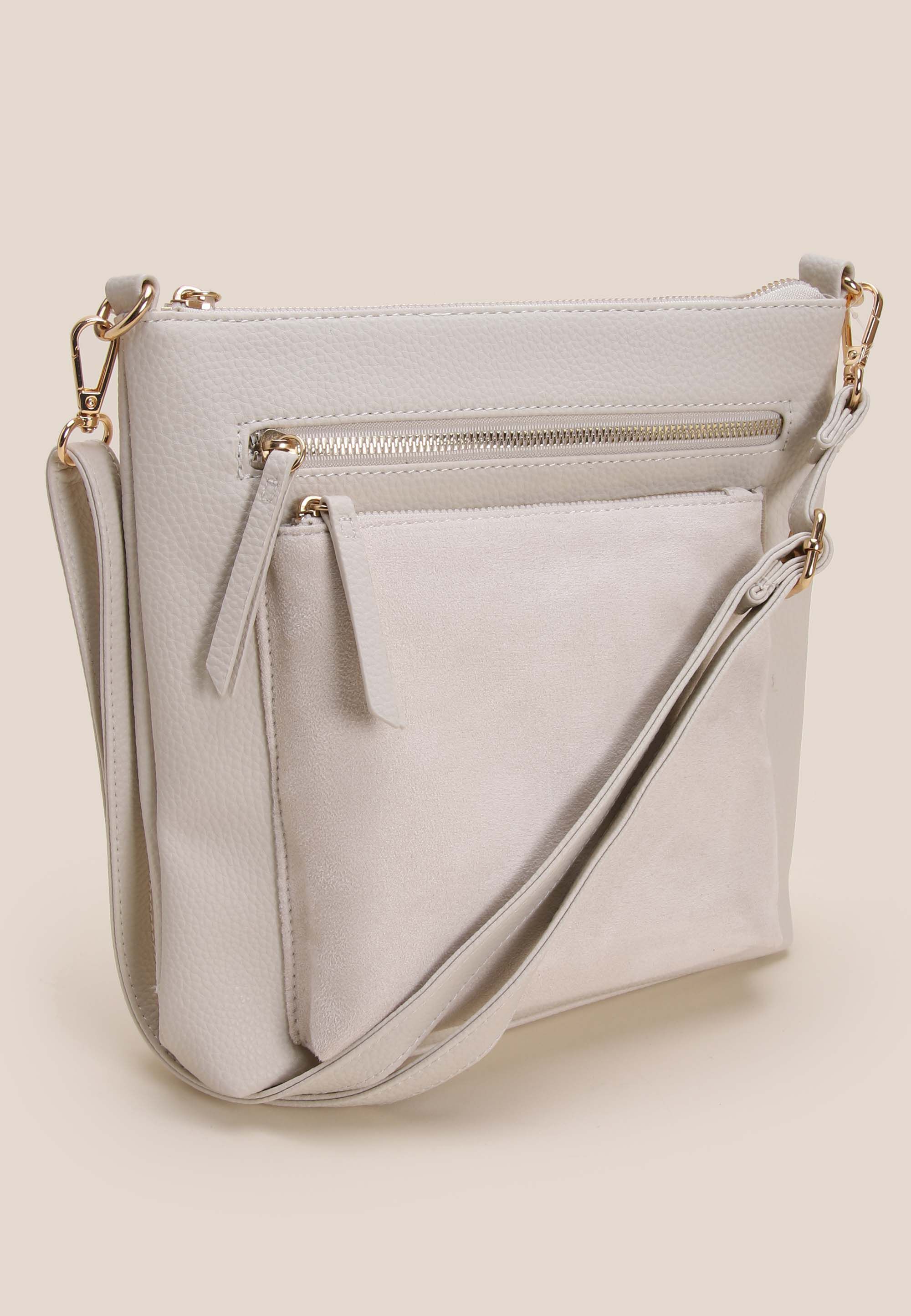 Womens White Tessa Cross Body Bag with Zip