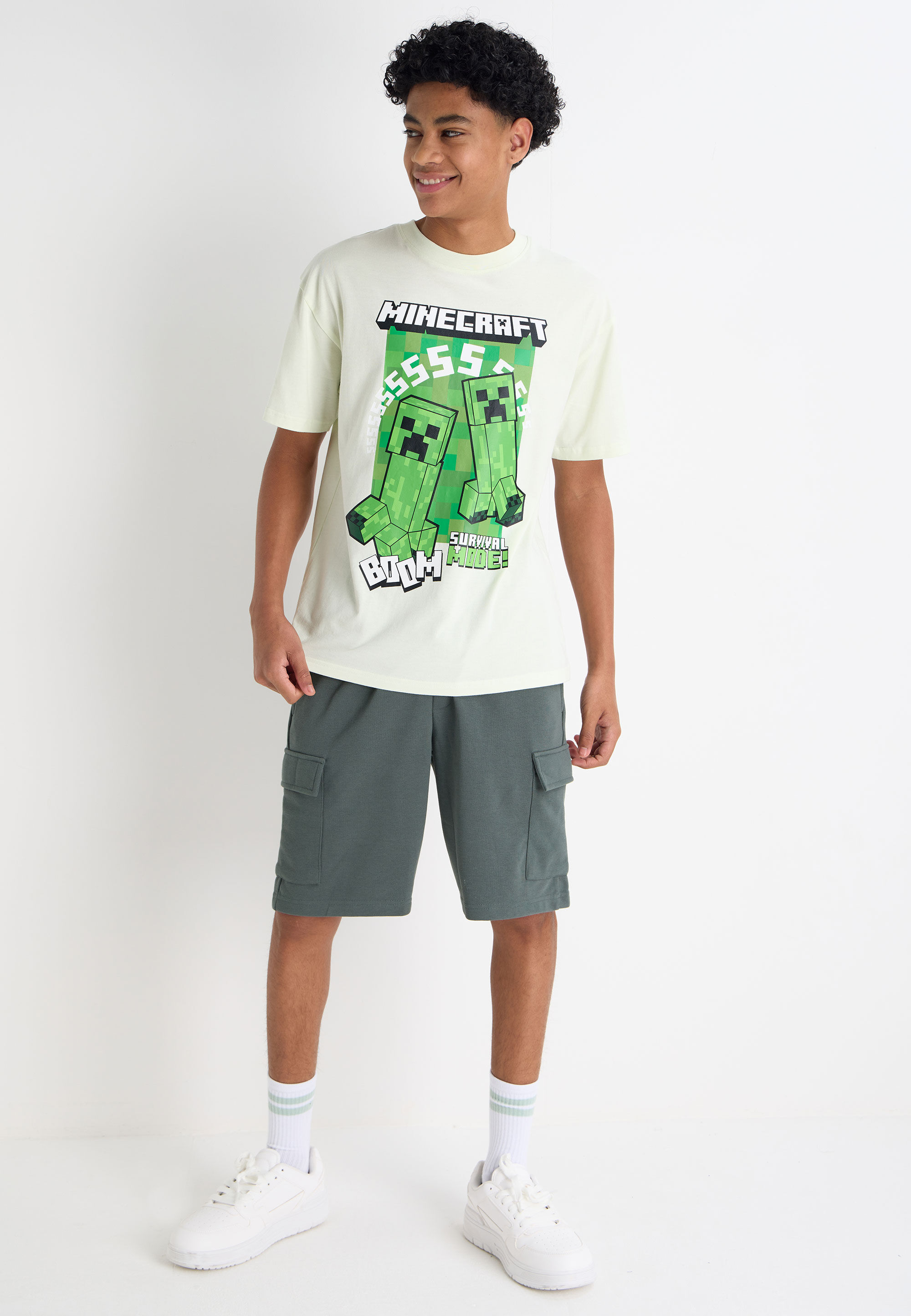 Older Boys Lime Minecraft Graphic Print T-Shirt
