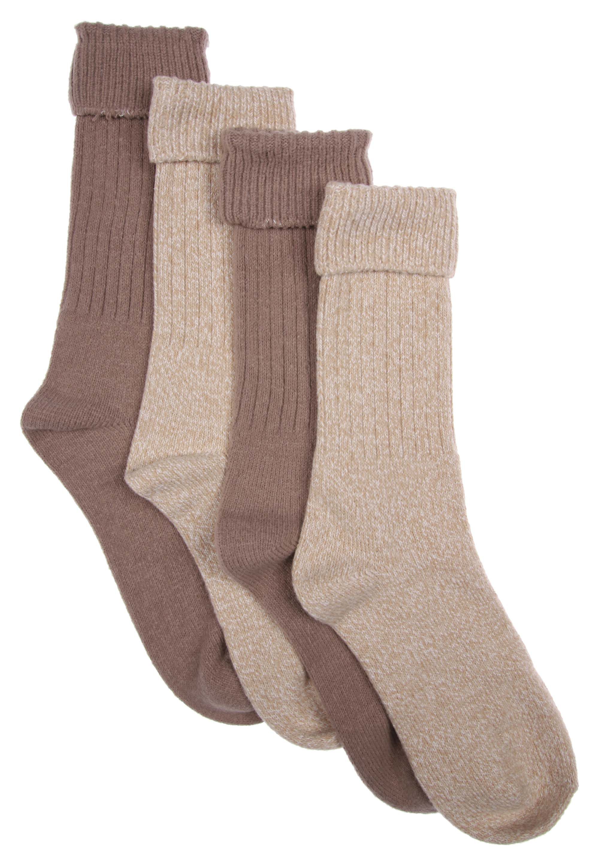 Womens 2pk Natural Plain Soft Cosy Socks