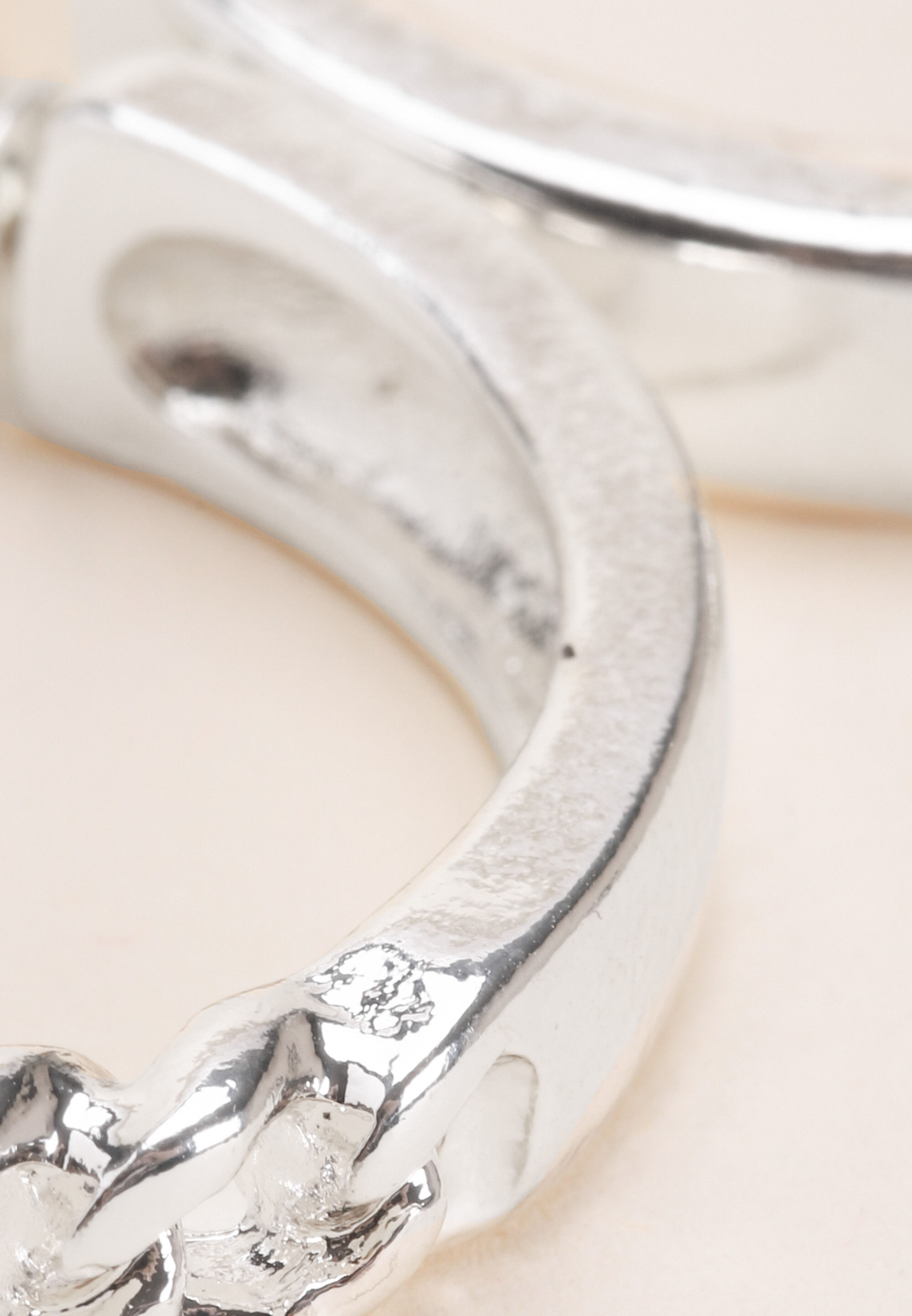 Womens Silver Chain Half Hoop Earrings