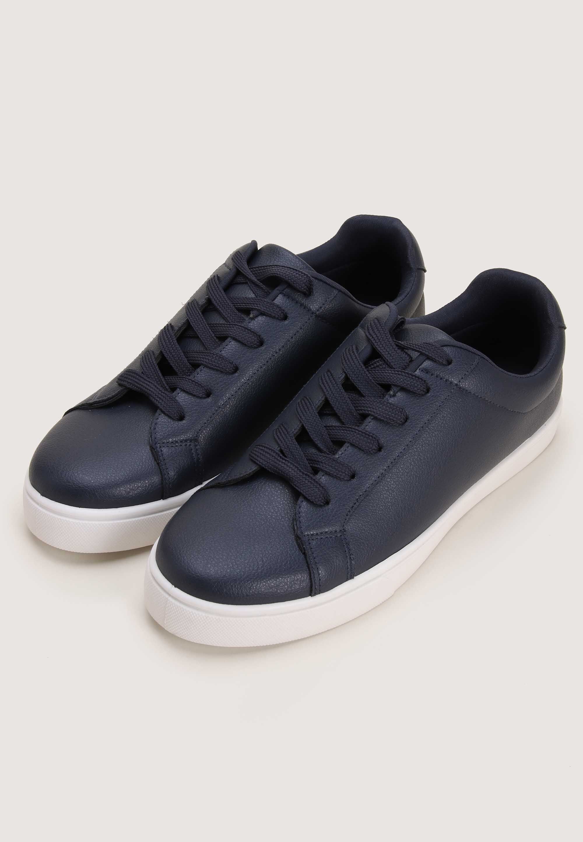 Mens Navy Lace Up PU Trainers