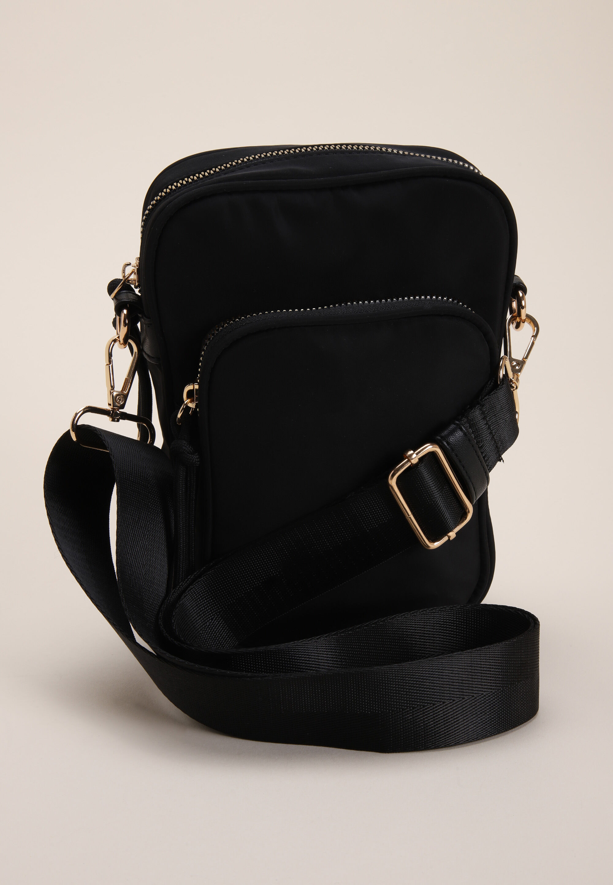 Womens Black Nylon Strap Cross Body Messenger Bag