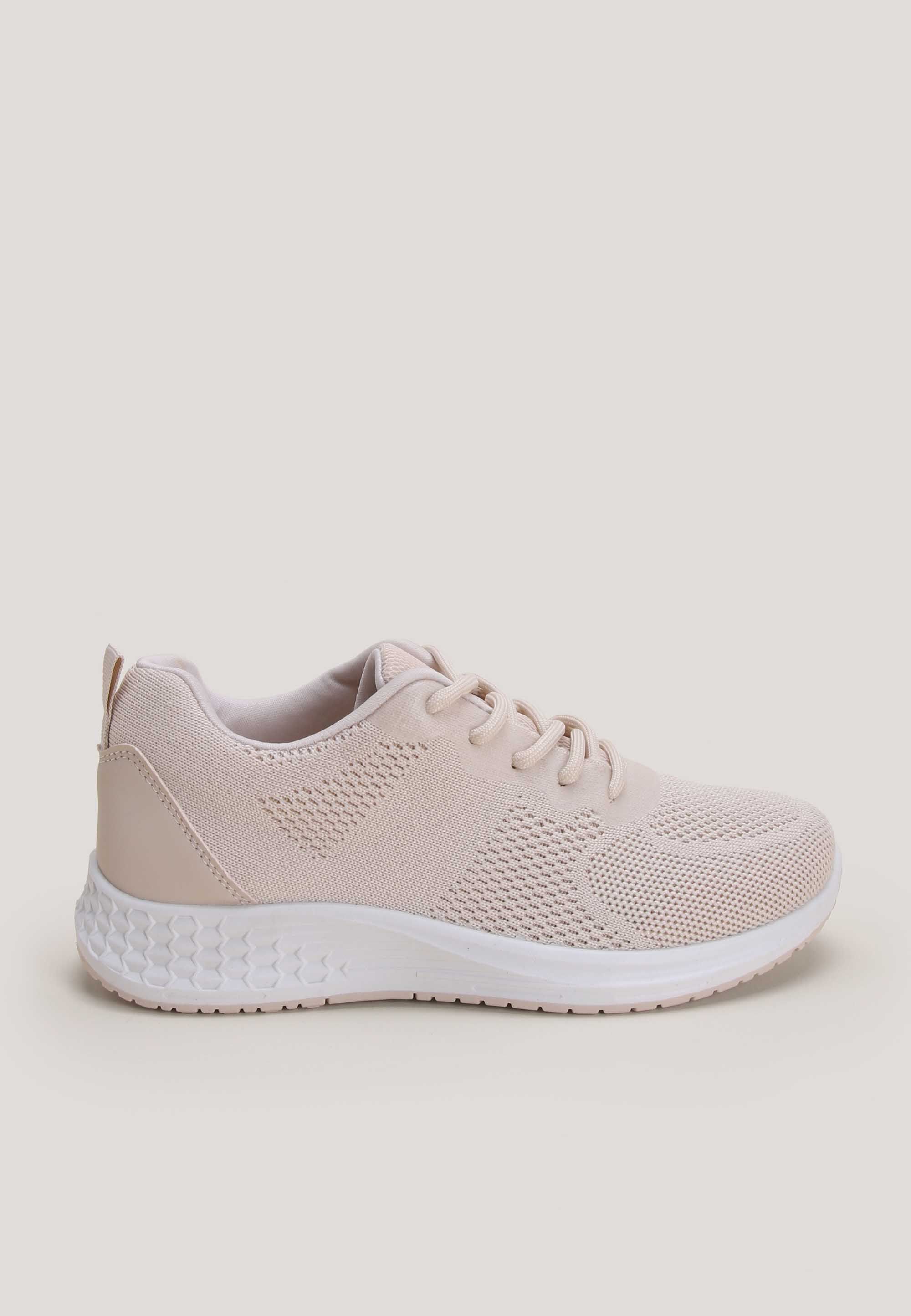 Womens Cream Fashion Runner Trainers