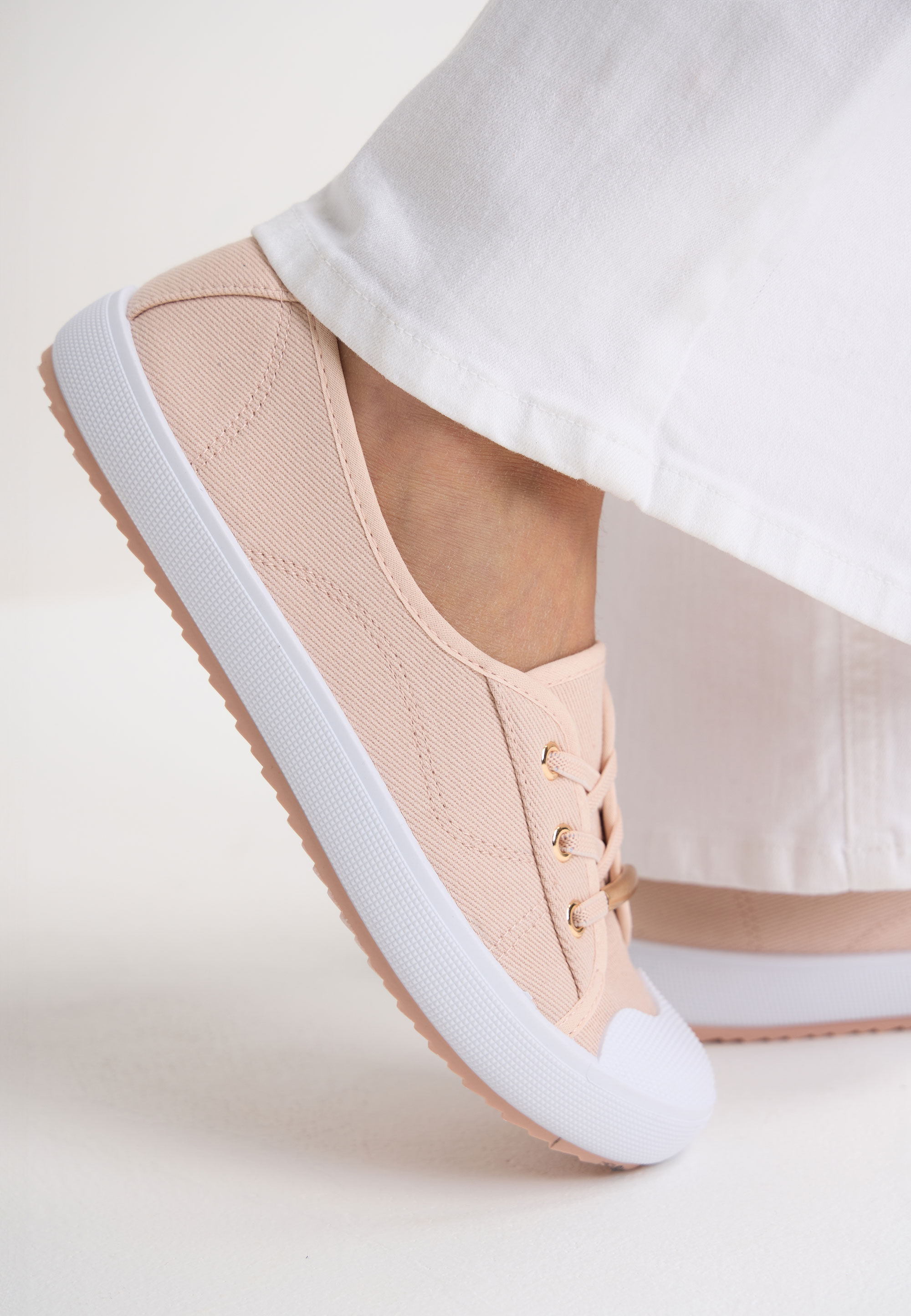 Womens Pink Plain Lace Up Trainers