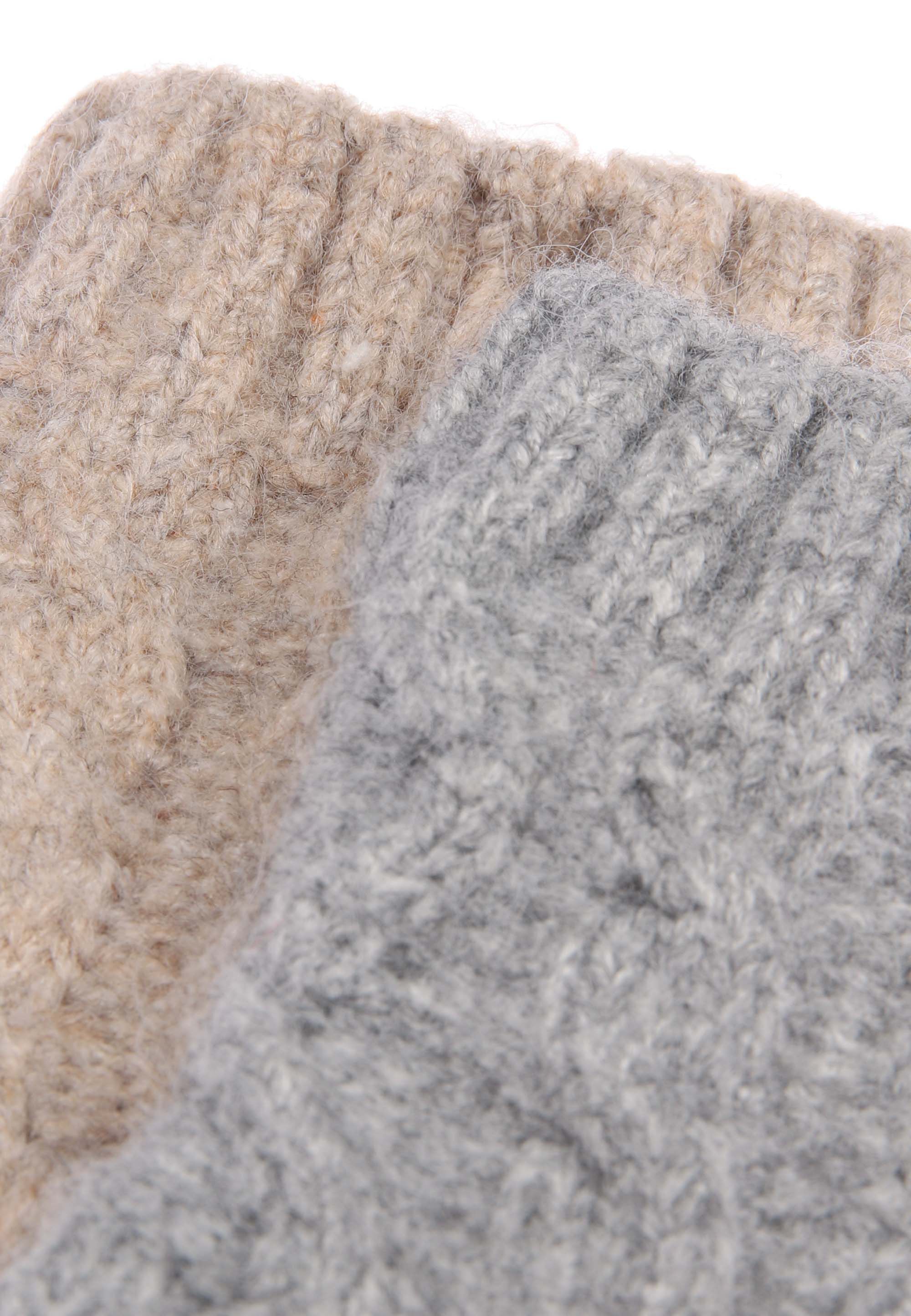 Womens 2pk Beige & Grey Heavy Weight Cable Socks