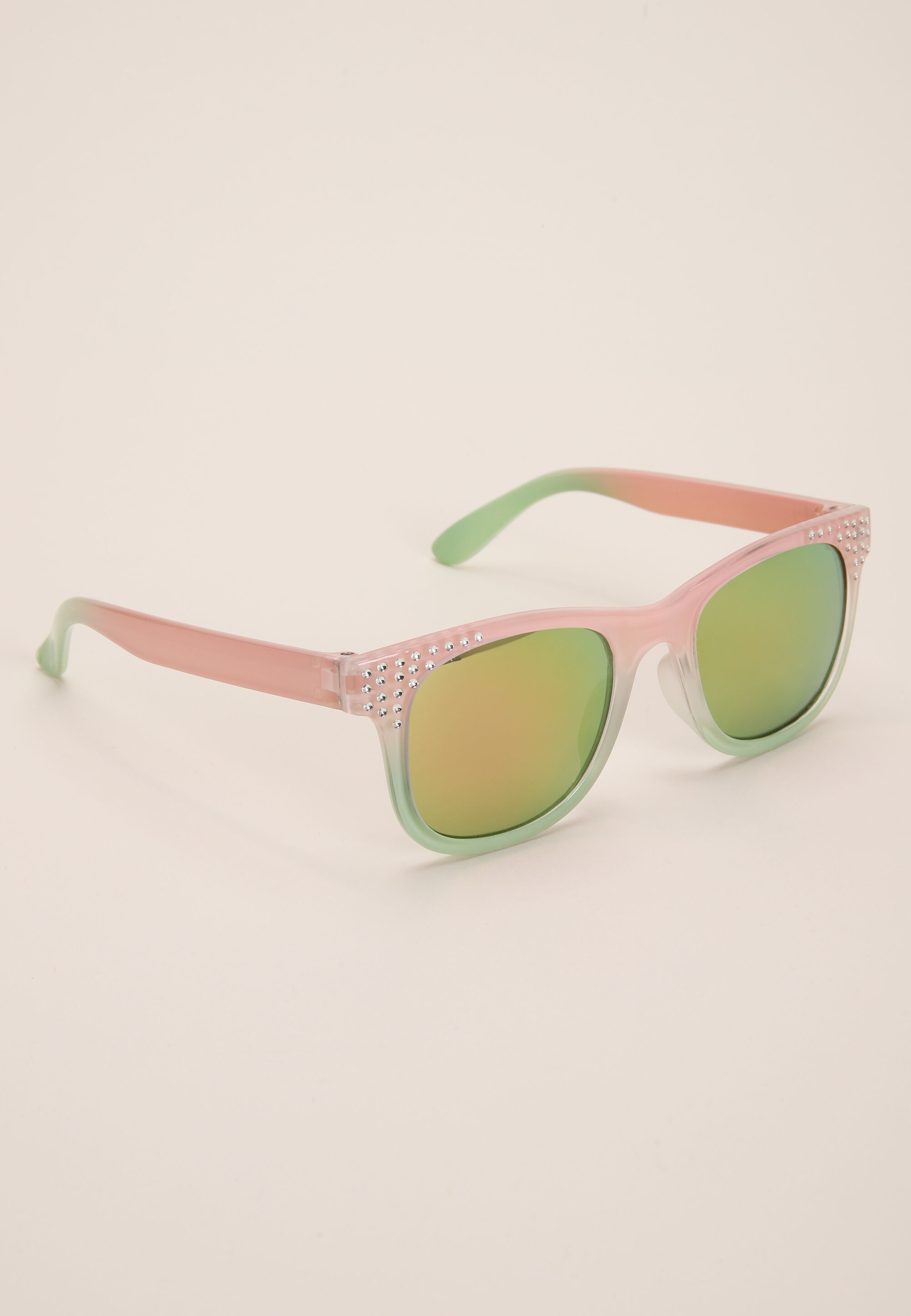 Girls Pink Ombre Retro Diamante Sunglasses
