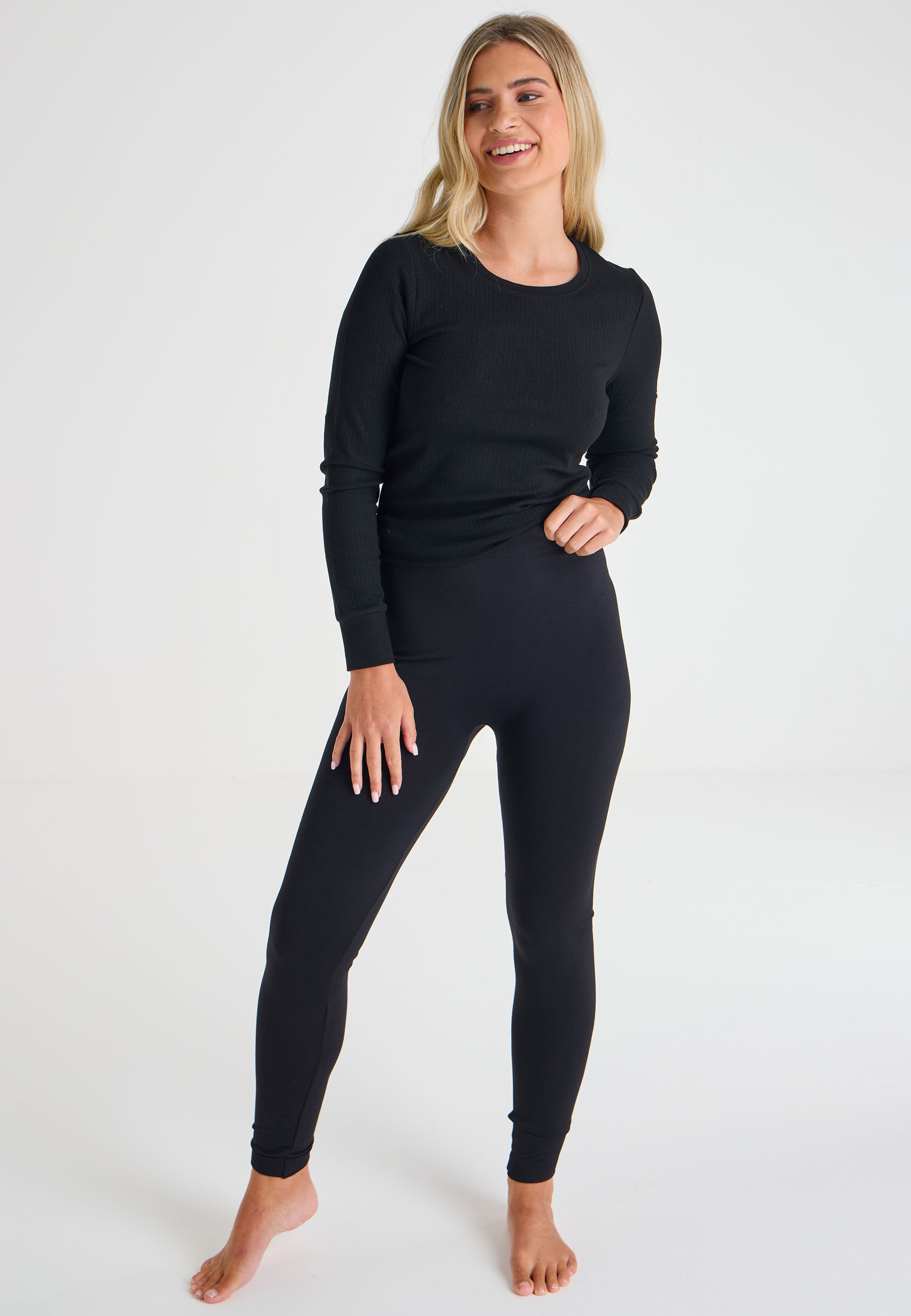 Womens Black Heavy Weight Thermal Leggings