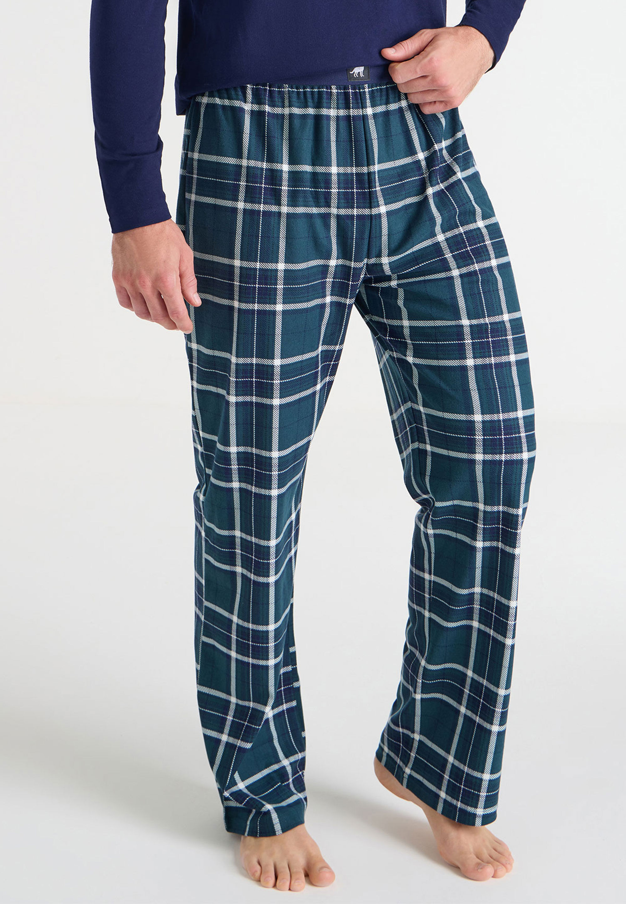 Mens Green Check Fleece Pyjama Bottoms