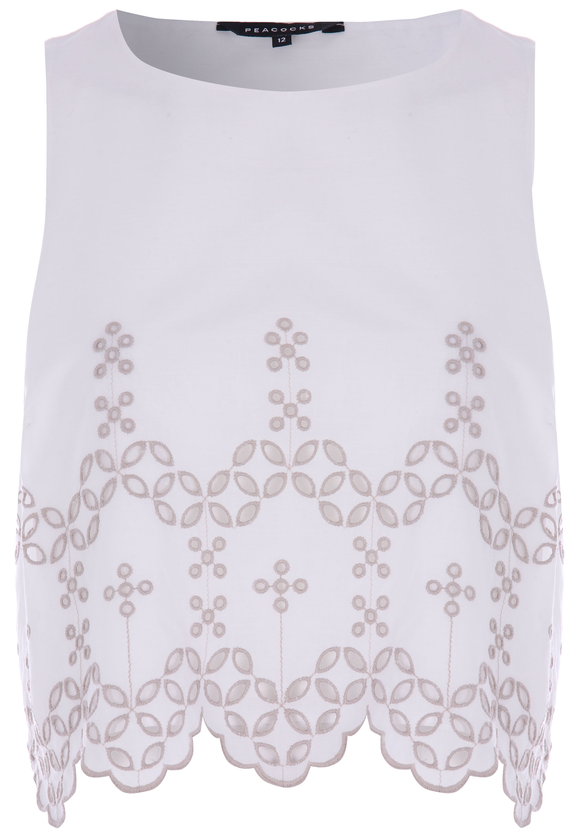 Womens White Broderie Anglaise Vest Top