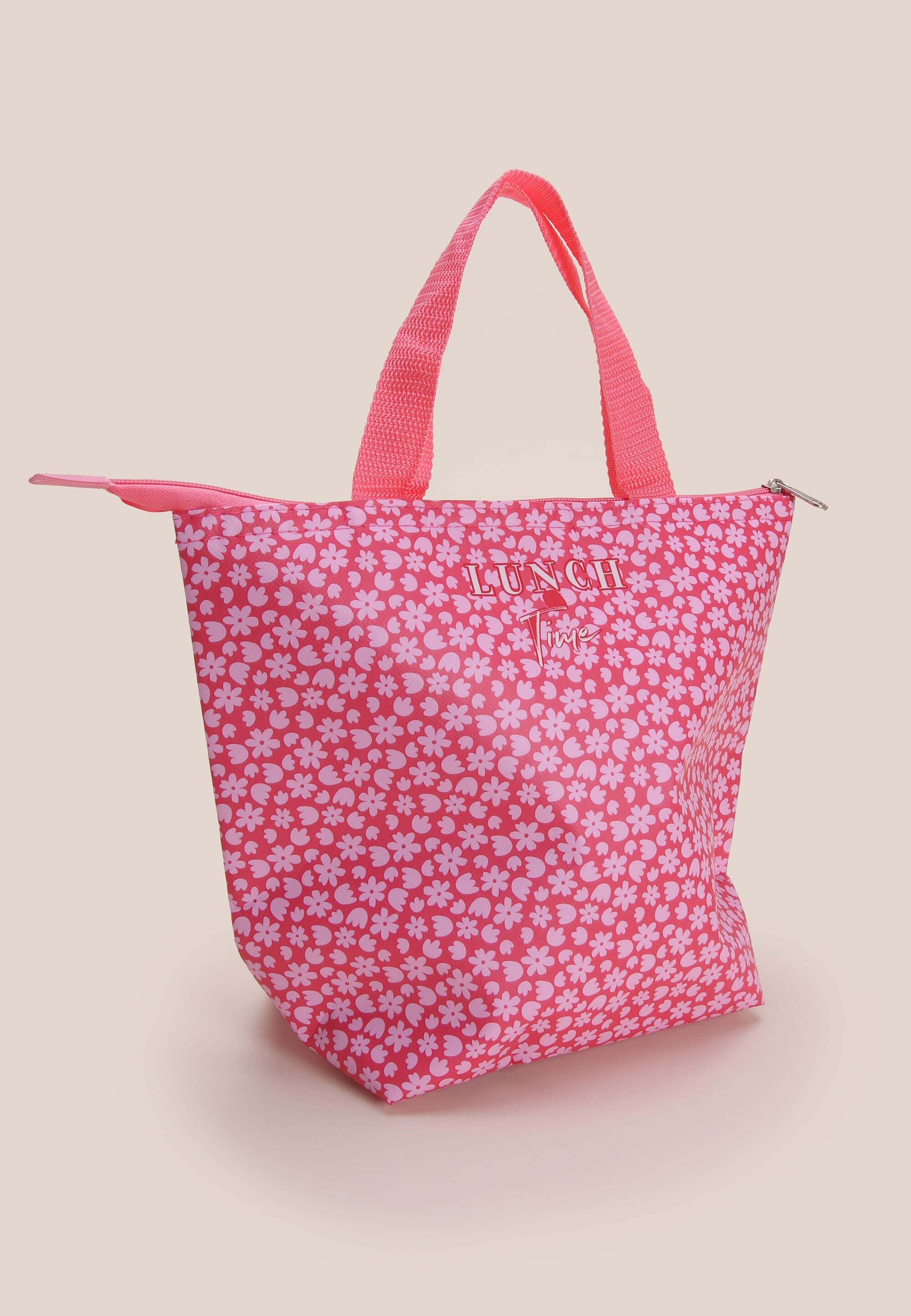 Womens Pink Floral Print Lunch Bag