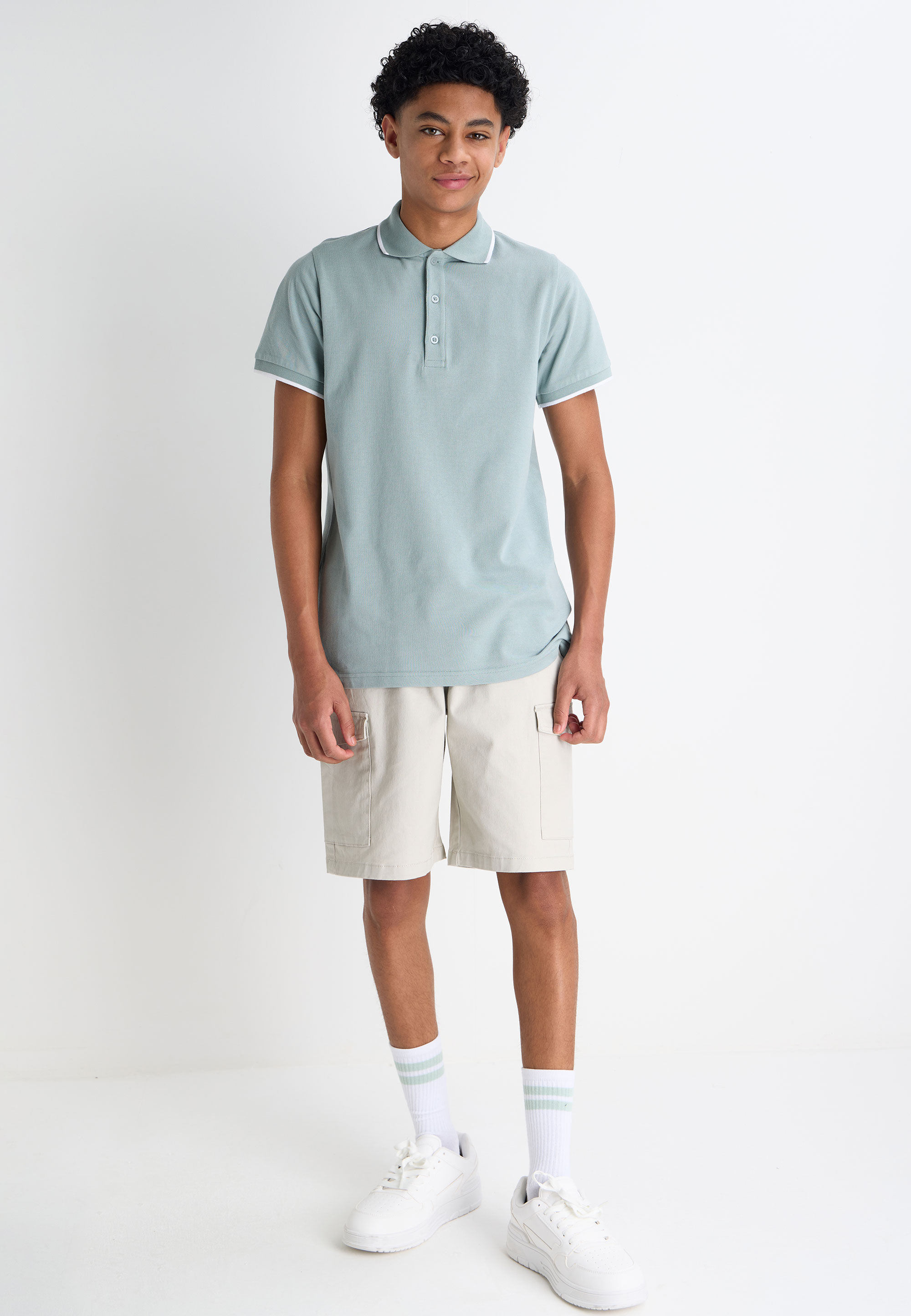 Older Boys Green Pique Polo Shirt