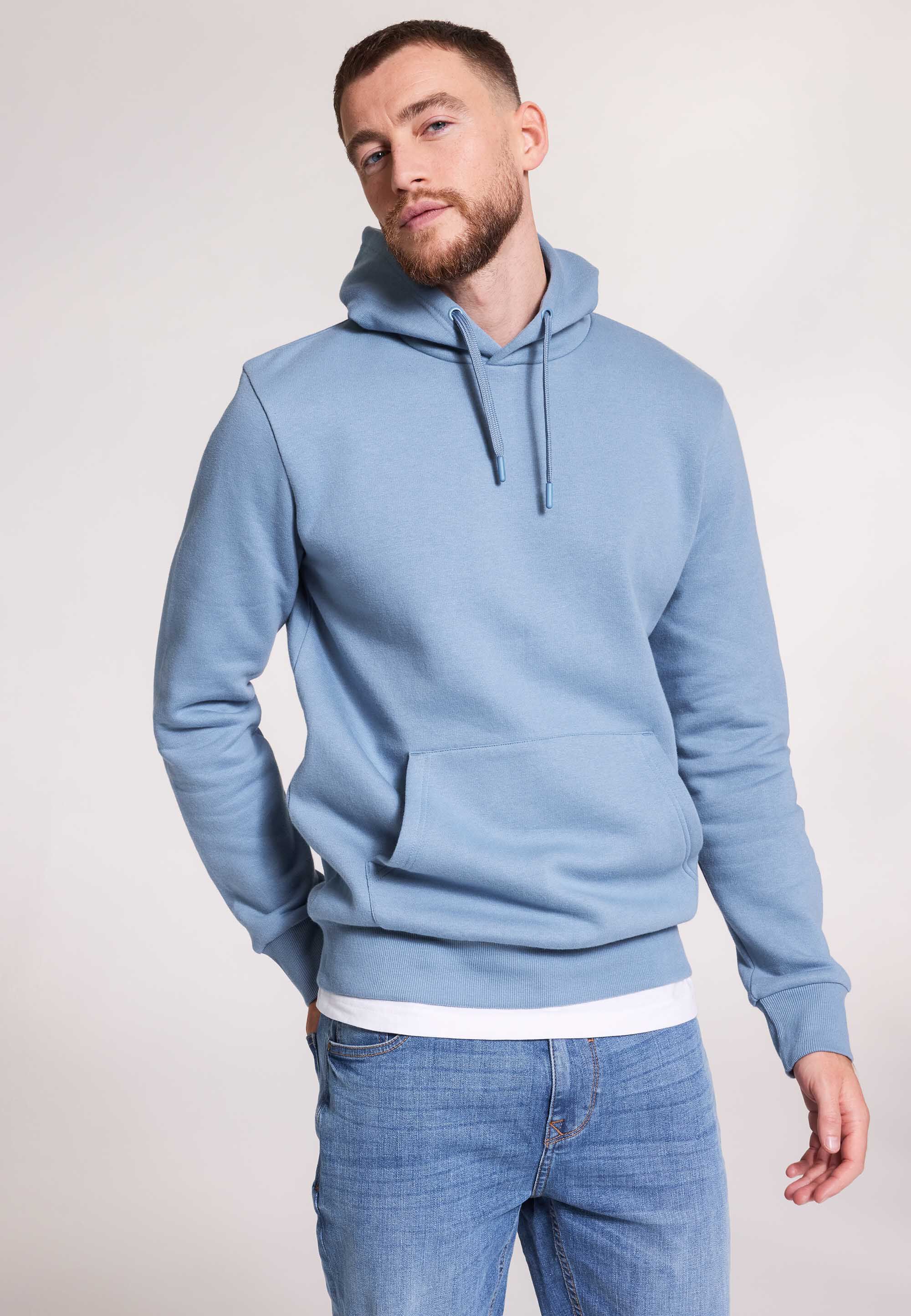 Mens Blue Plain Hoodie Sweatshirt