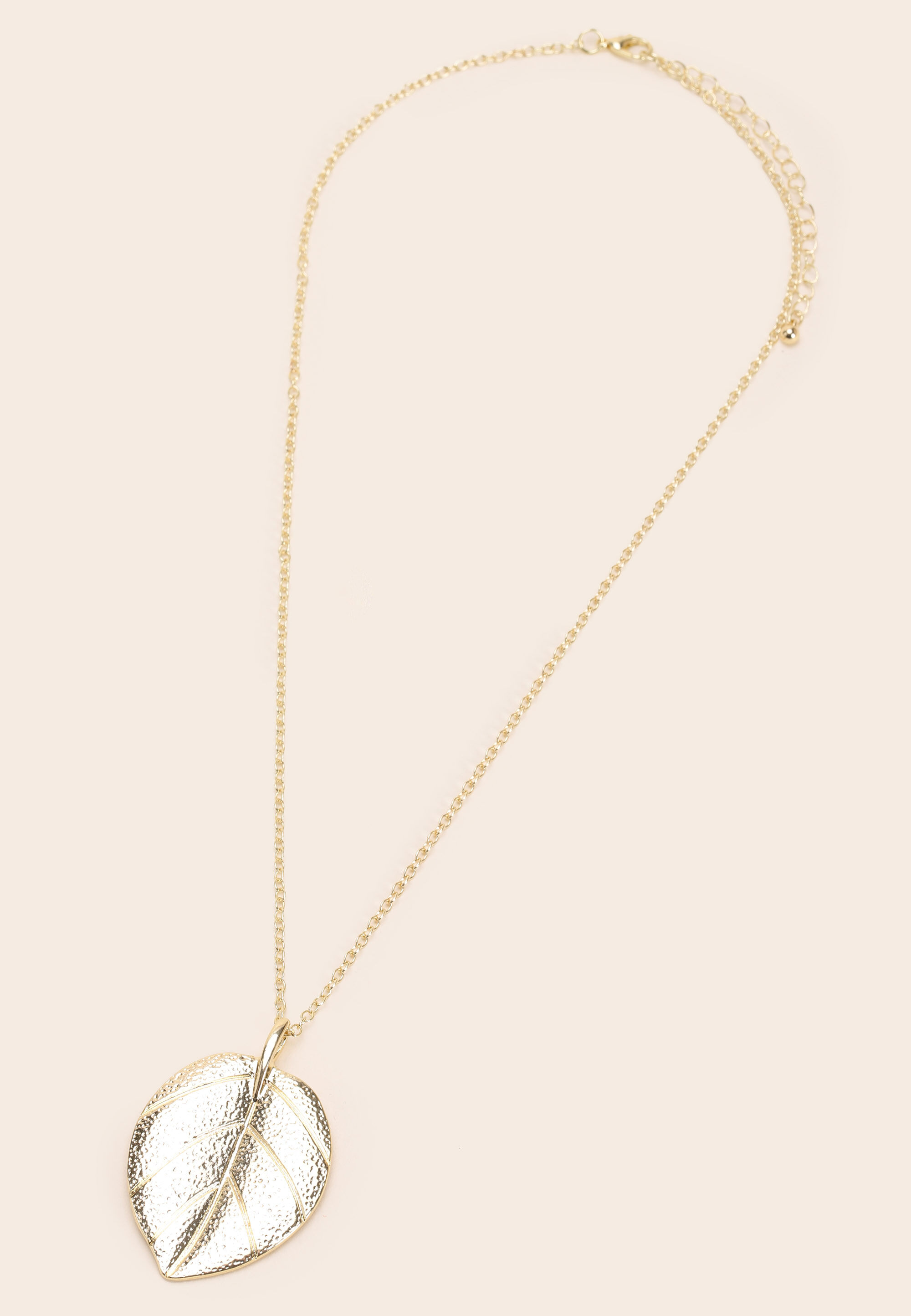 Womens Gold Leaf Pendant Necklace