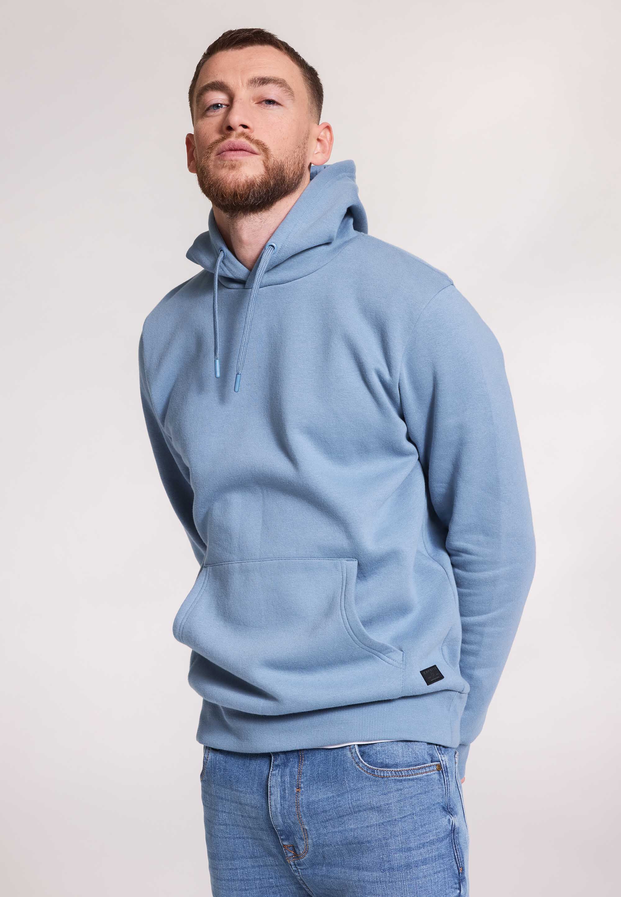 Mens Blue Plain Hoodie Sweatshirt