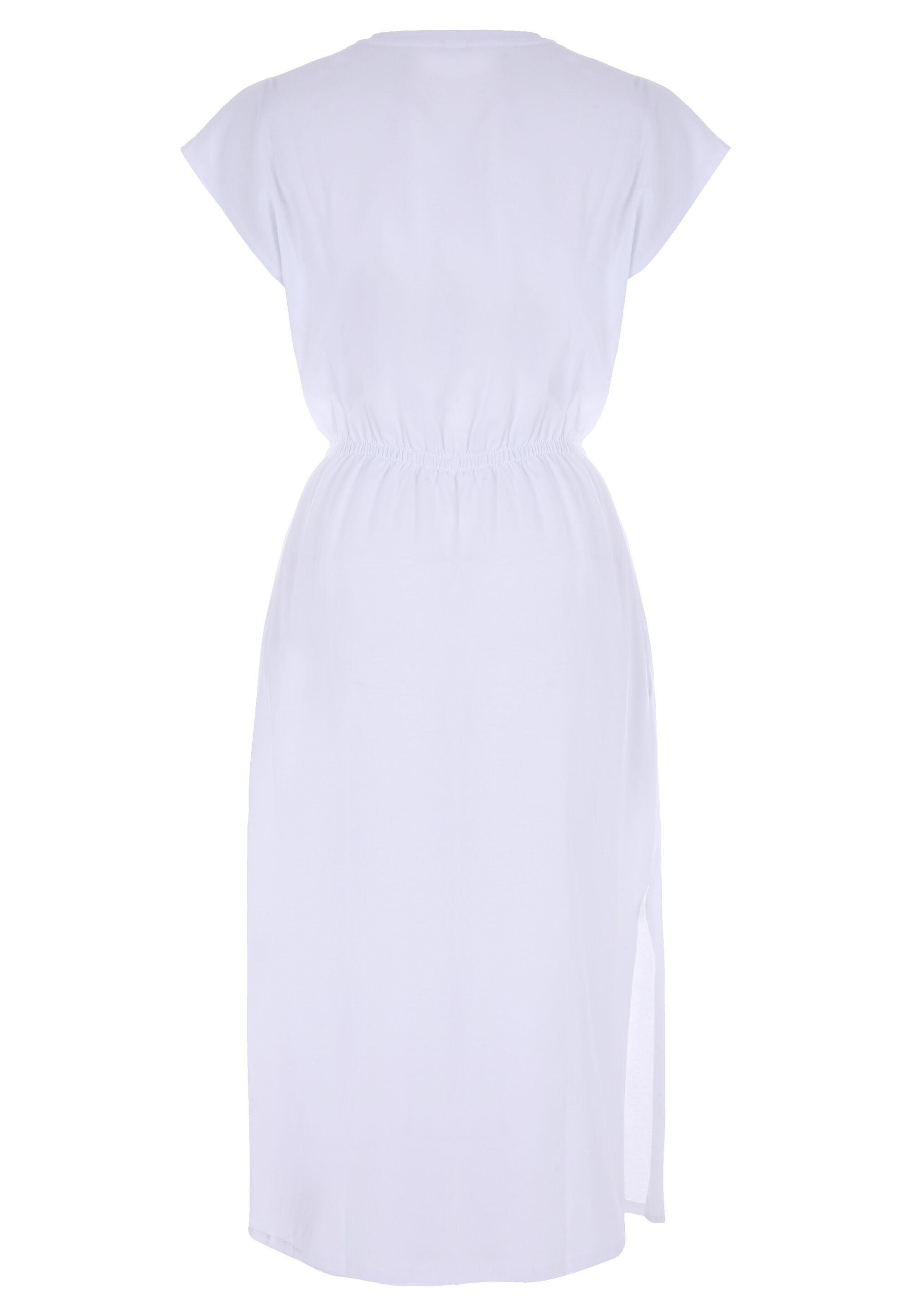 Womens White Plain Cotton T-Shirt Midi Dress