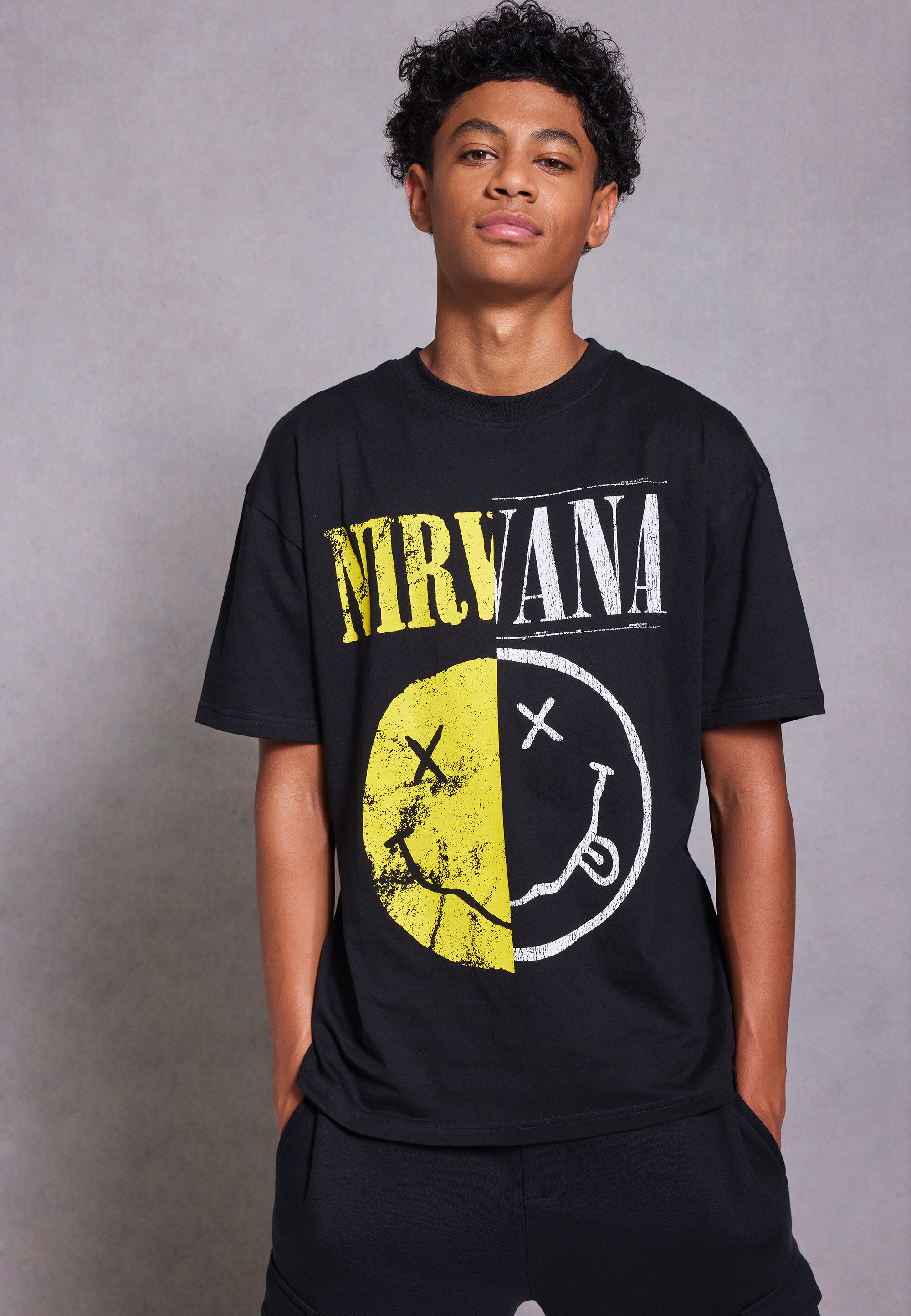 Older Boys Black Nirvana Band Print T-Shirt