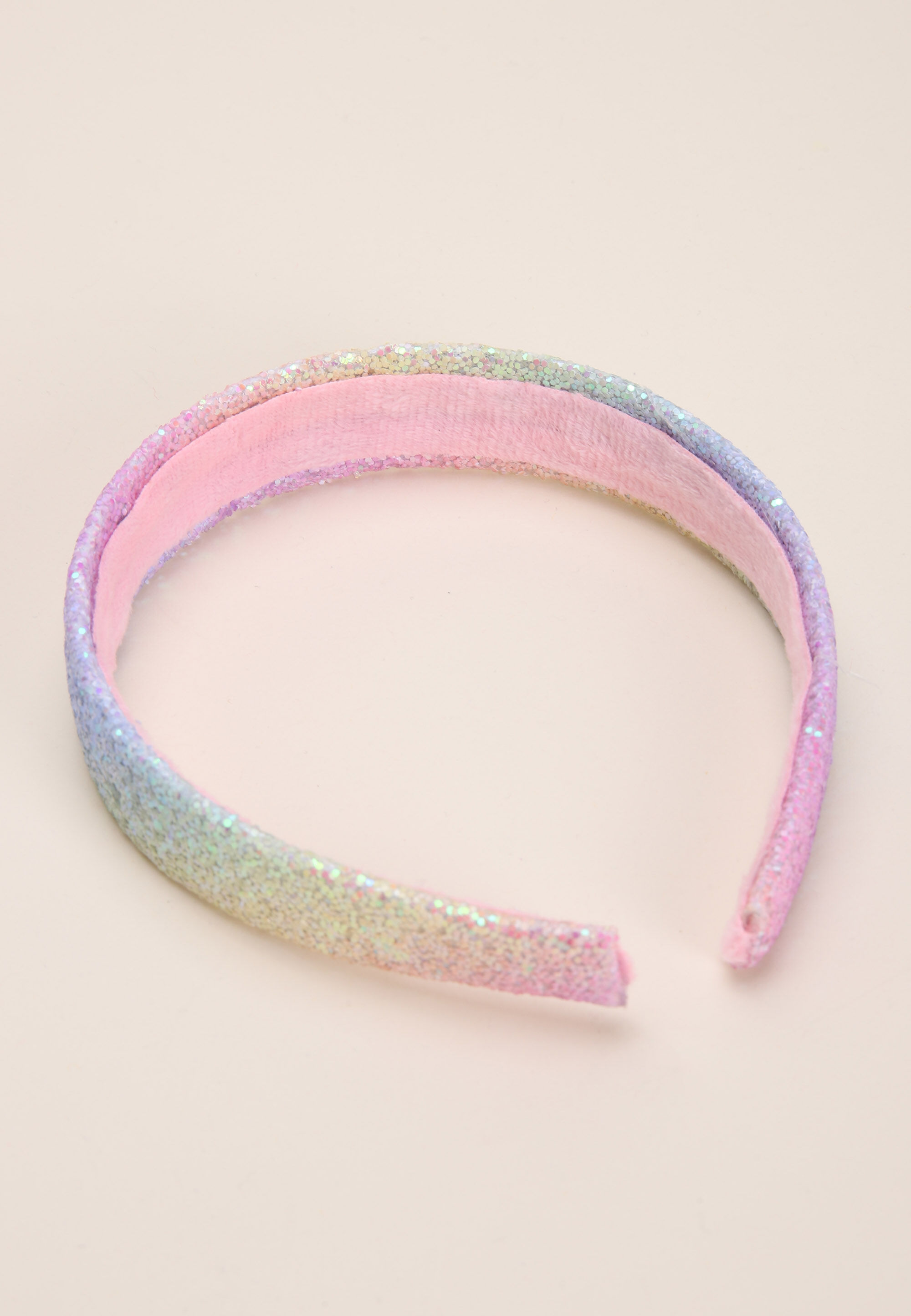 Girls Pink Glitter Rainbow Headband