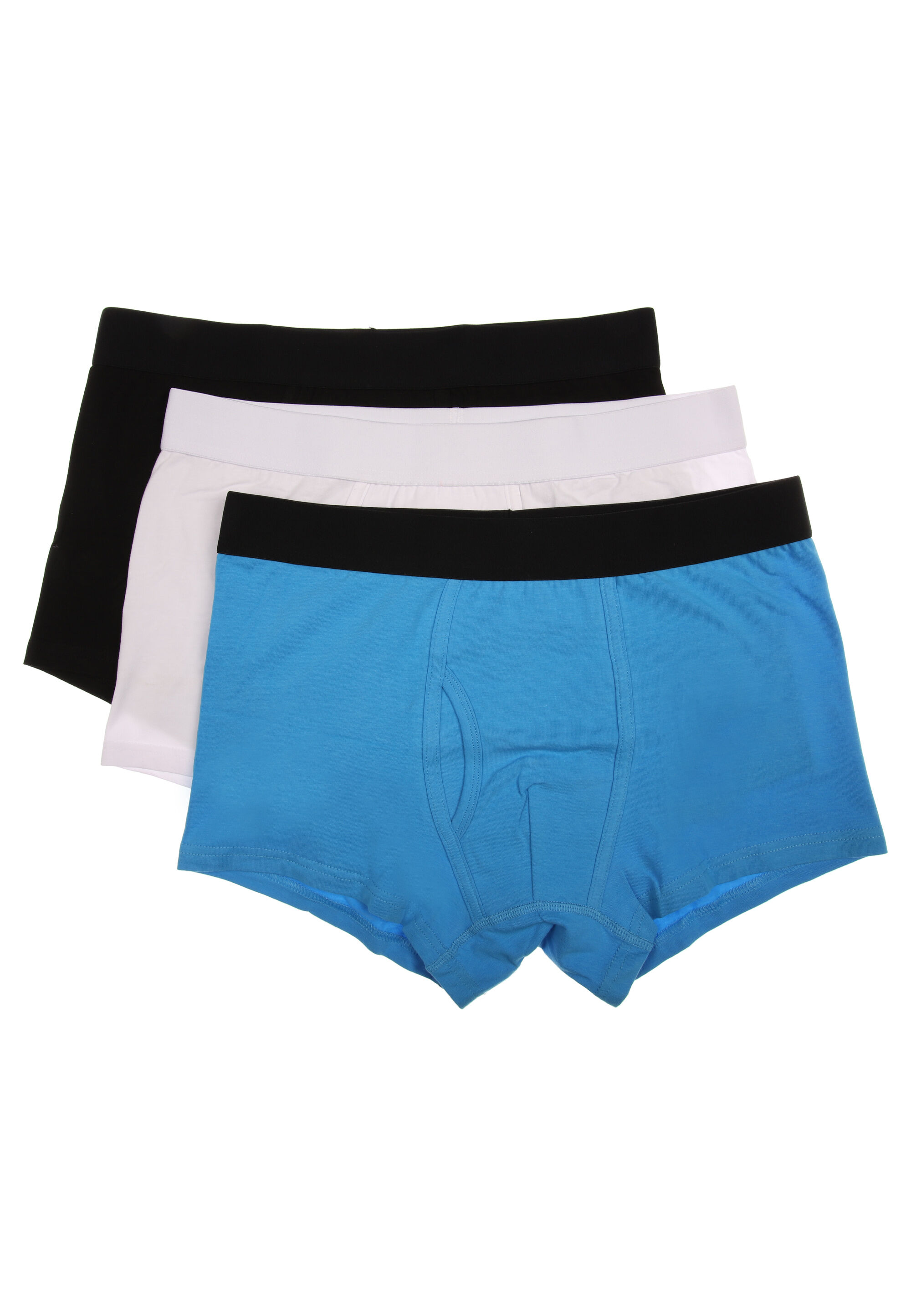 Mens 3pk Blue Trunks with Keyhole