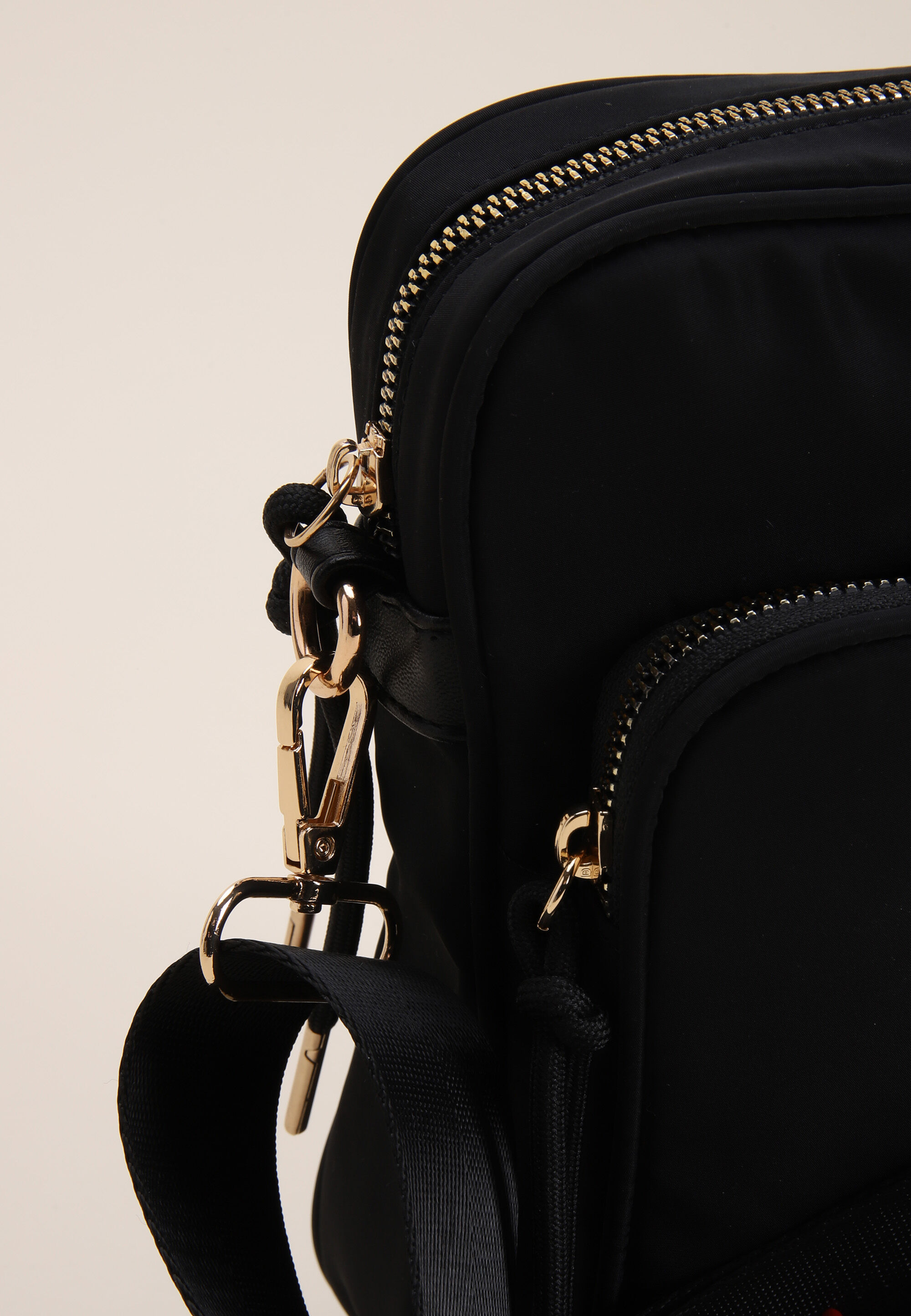 Womens Black Nylon Strap Cross Body Messenger Bag