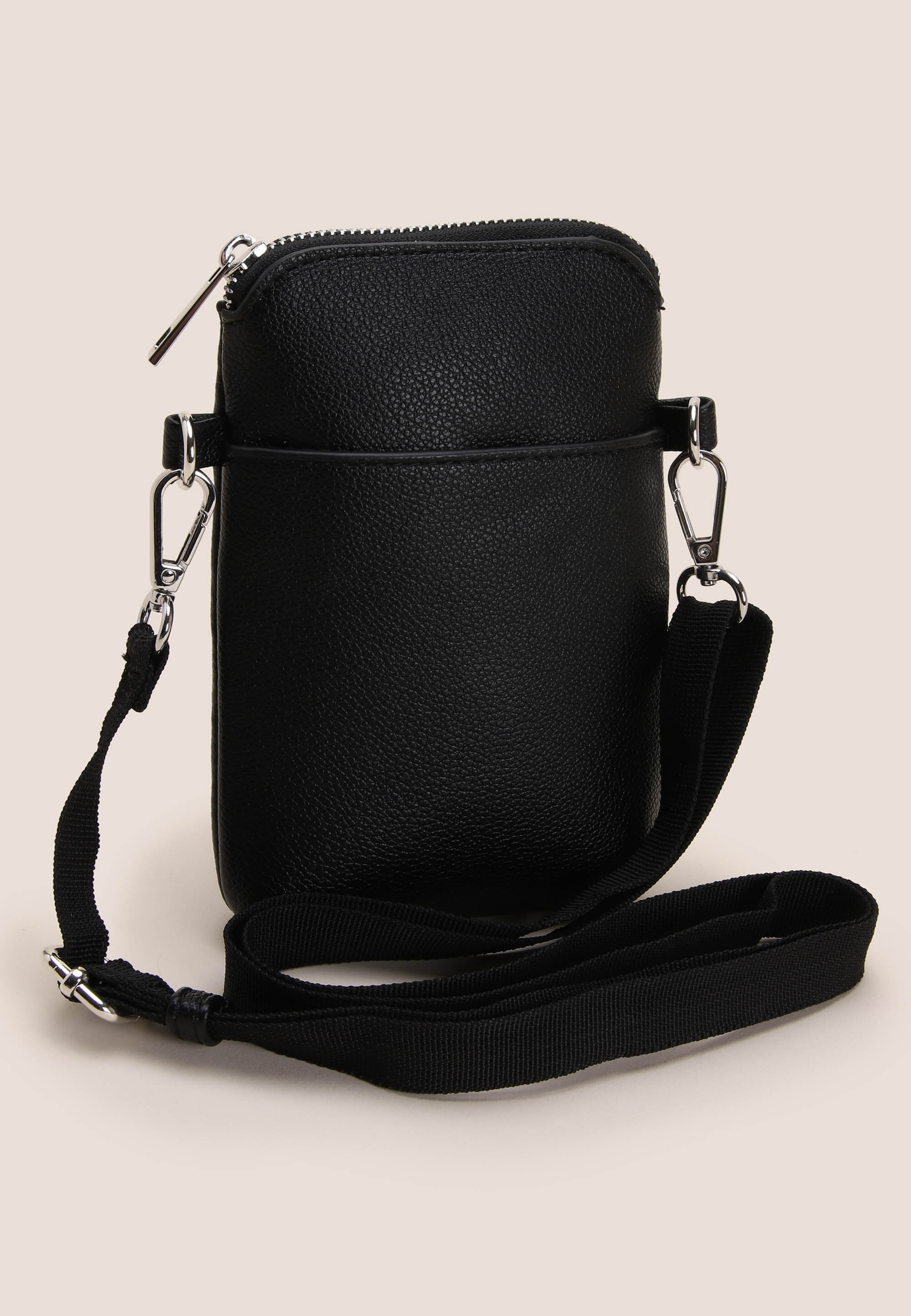 Womens Black Web Strap Cross Body Phone Holder