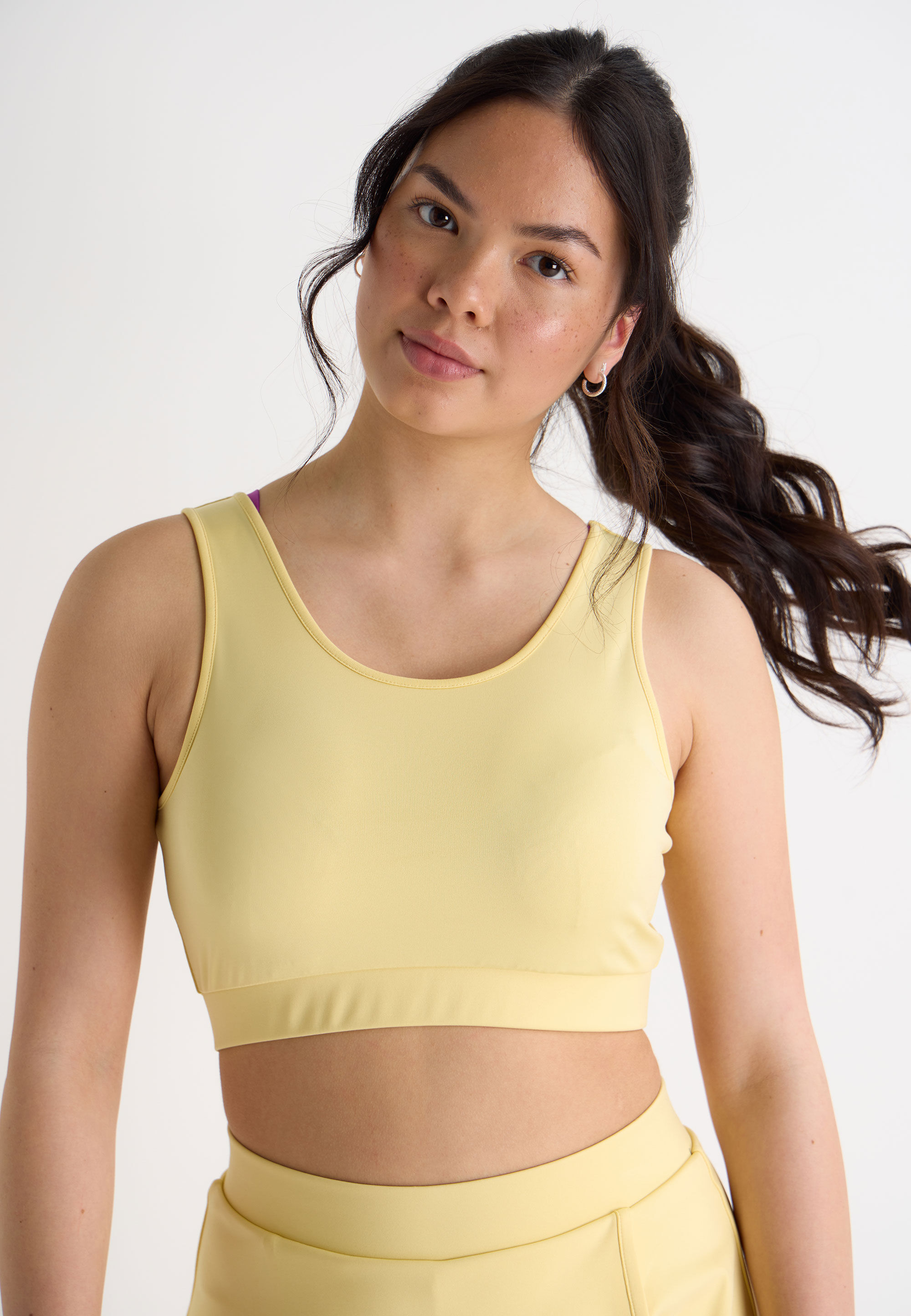 Older Girls Yellow Plain Active Crop Top
