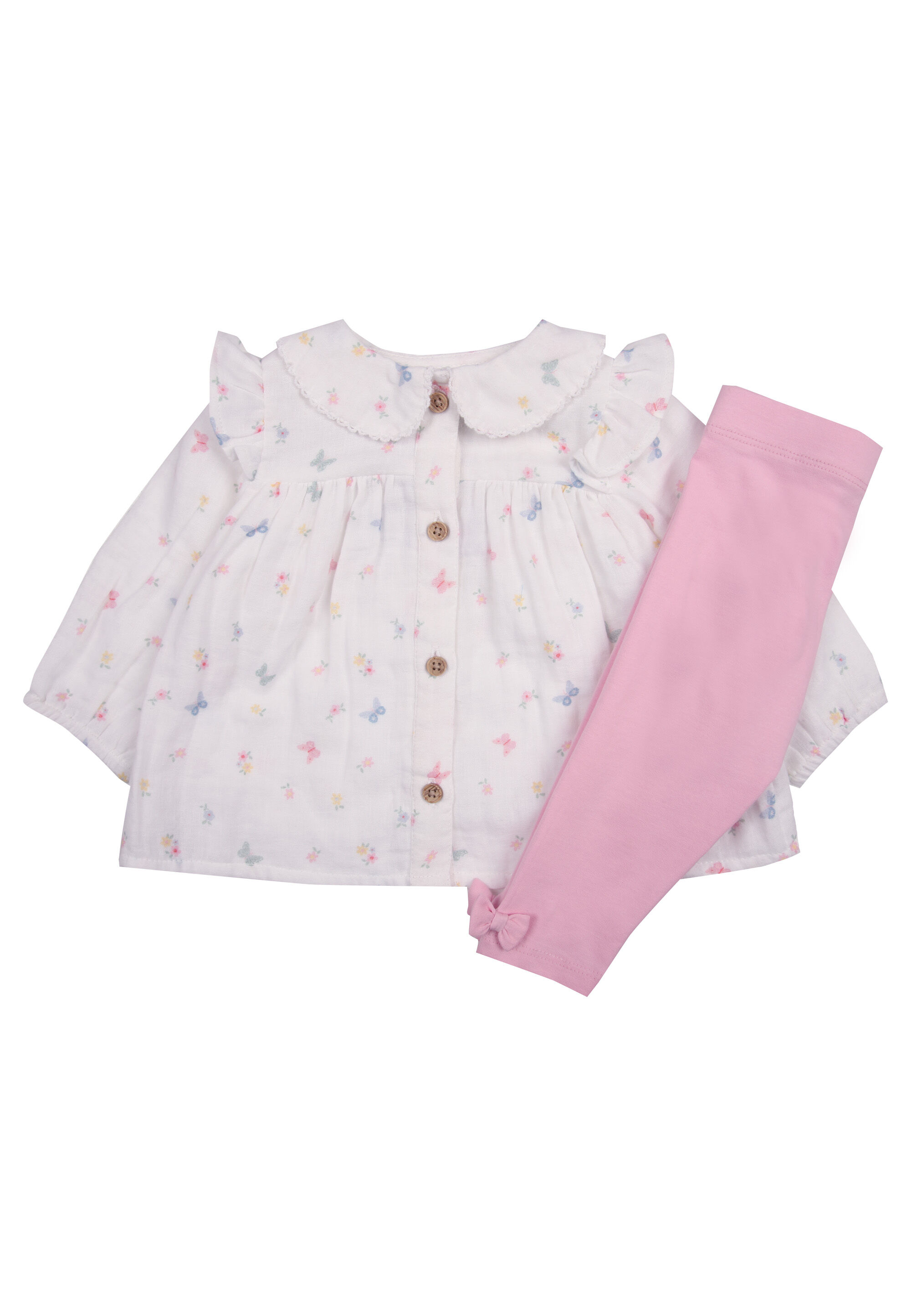 Baby Girl White Floral Top and Pink Leggings Set