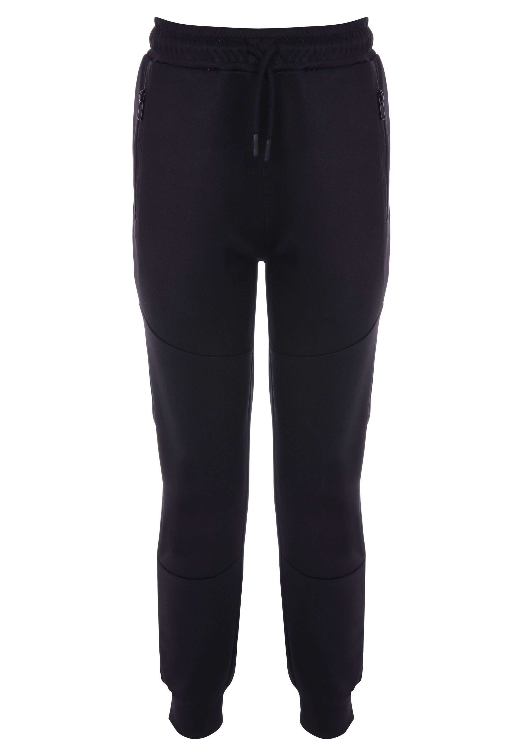 Older Boys Black Plain Tricot Joggers