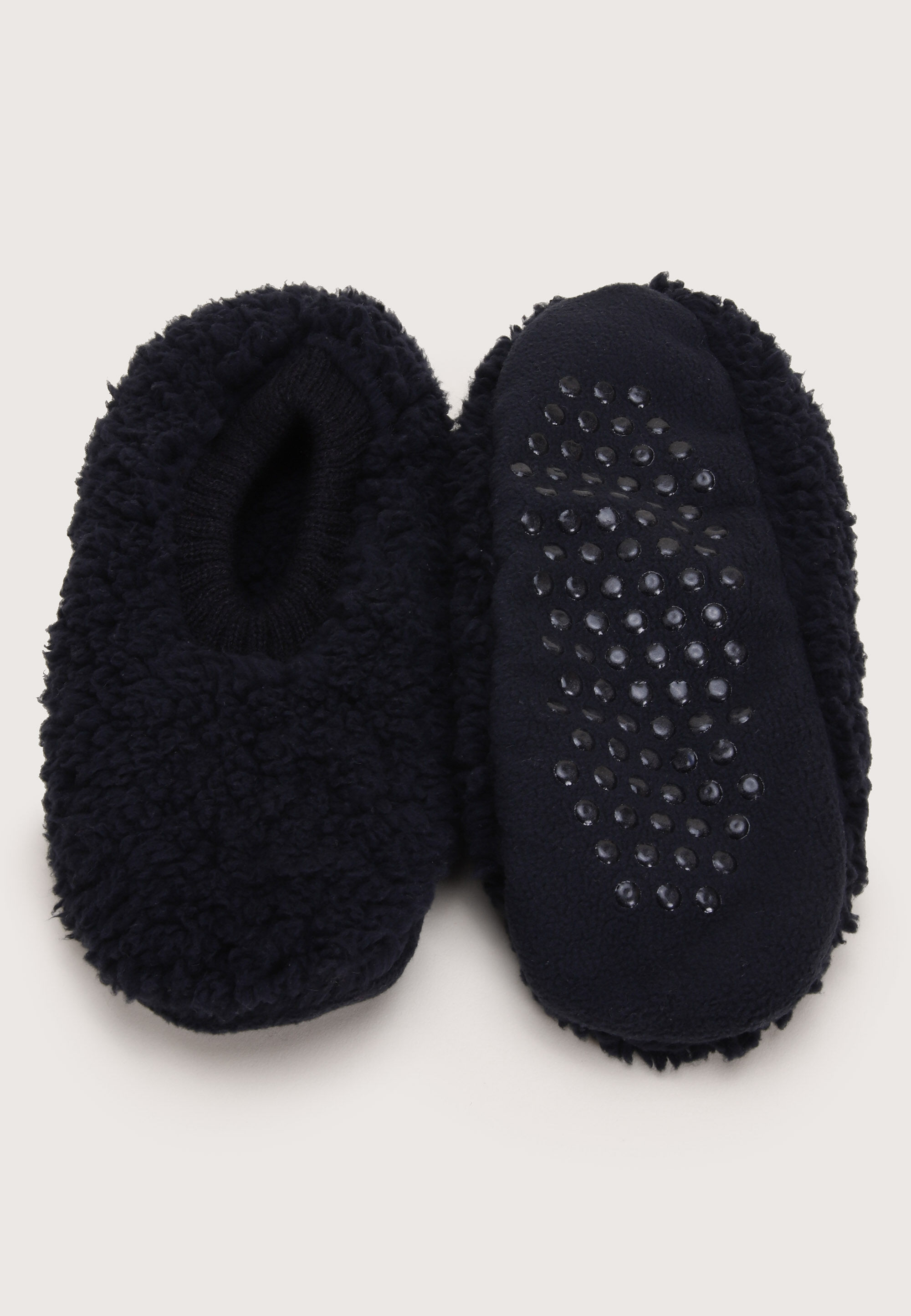 Mens Navy Supersoft Fleece Slipper Socks