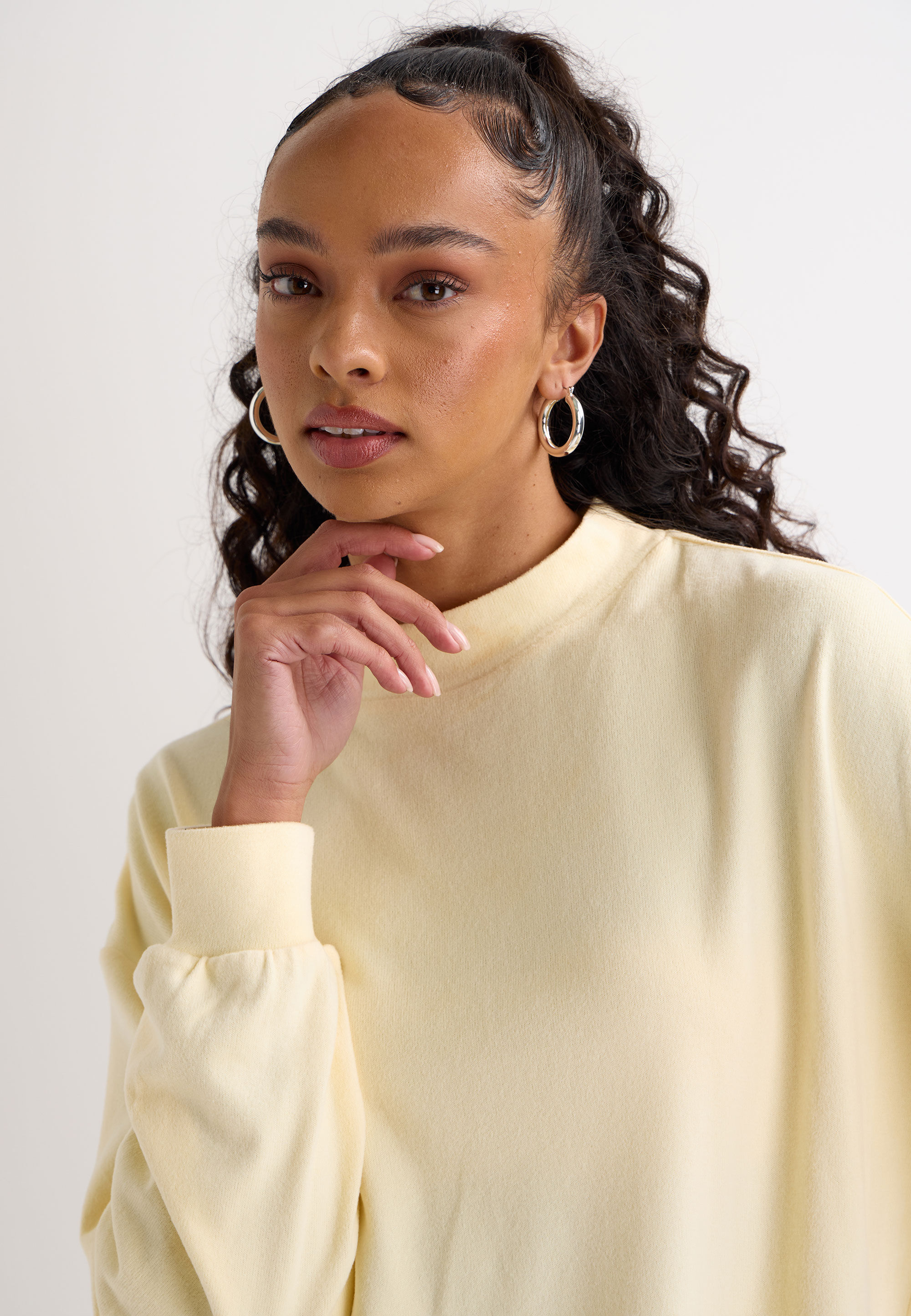 Womens Yellow Cosy Relaxed Plain Top