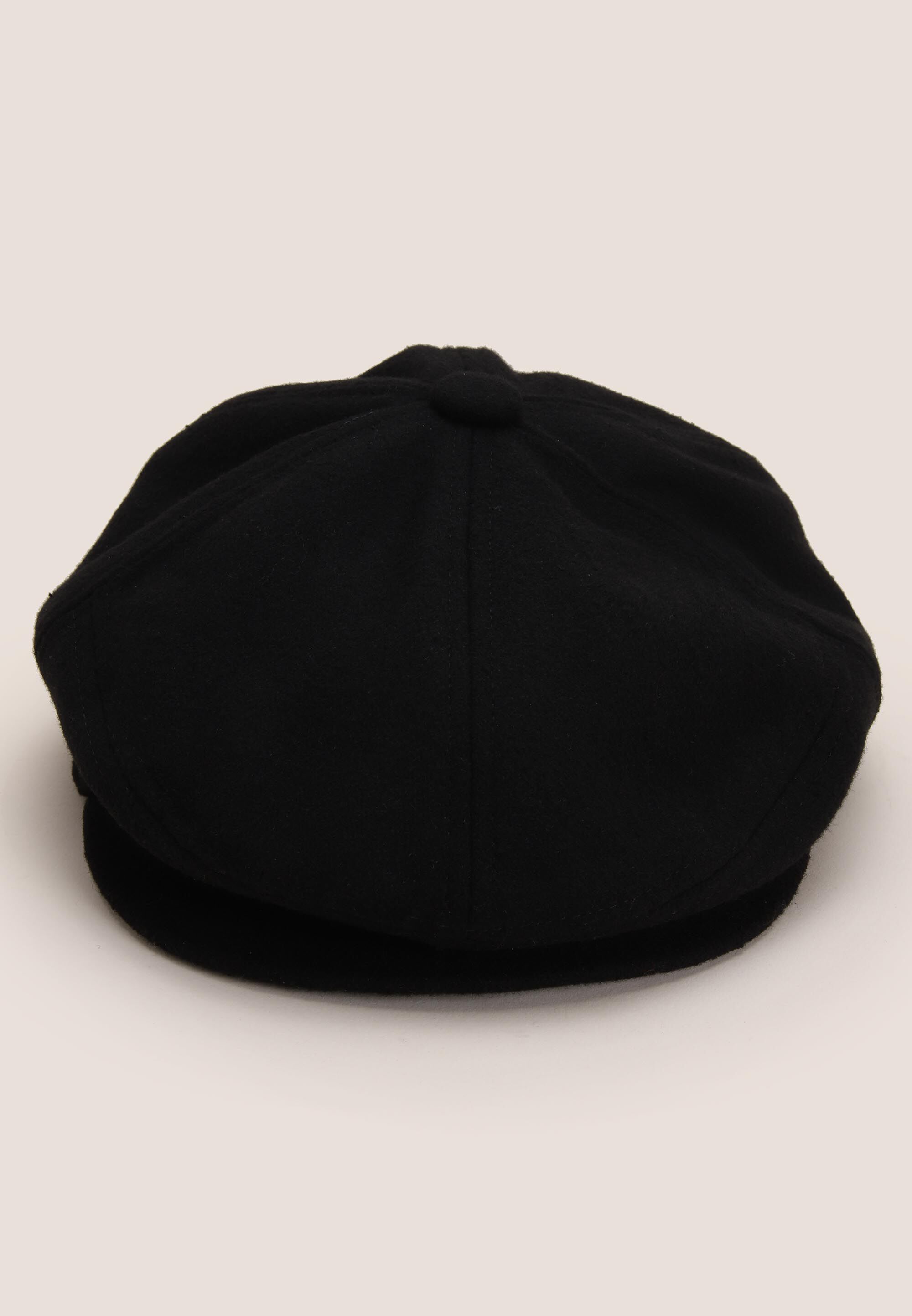 Mens Black Plain Newsboy Flat Cap
