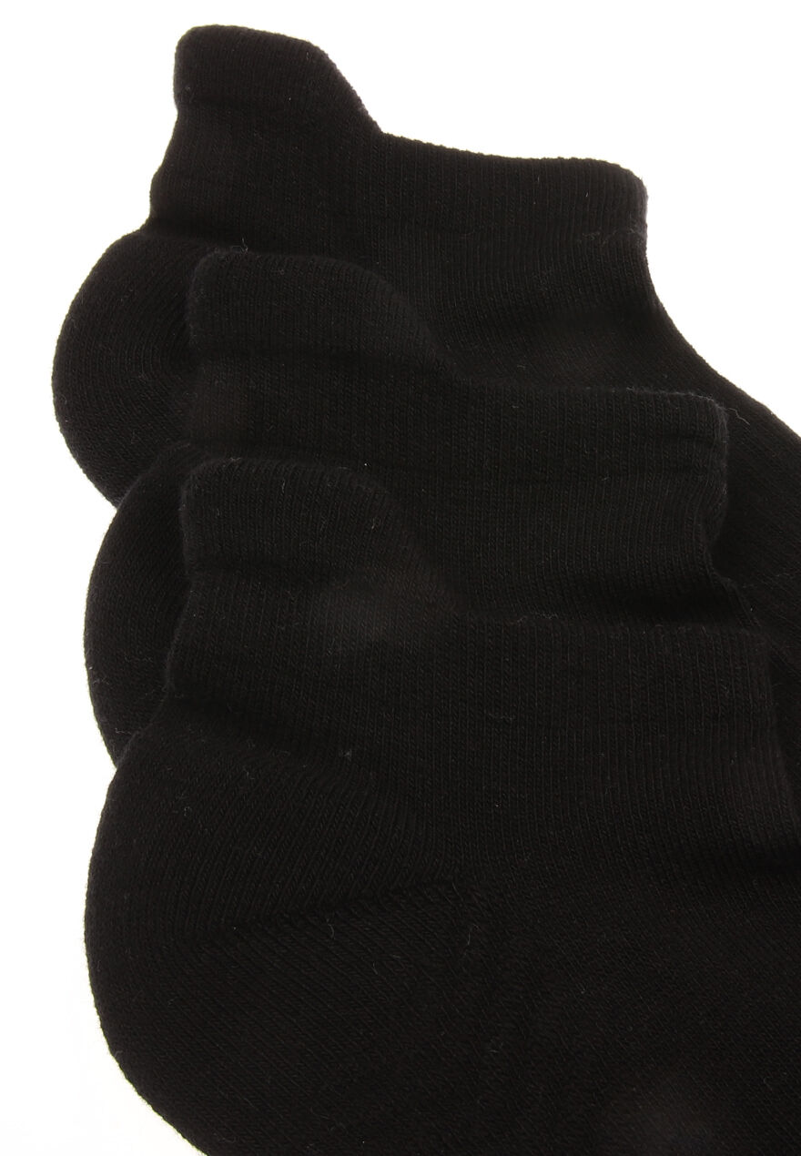Womens 3pk Black Cushion Sole Trainer Socks