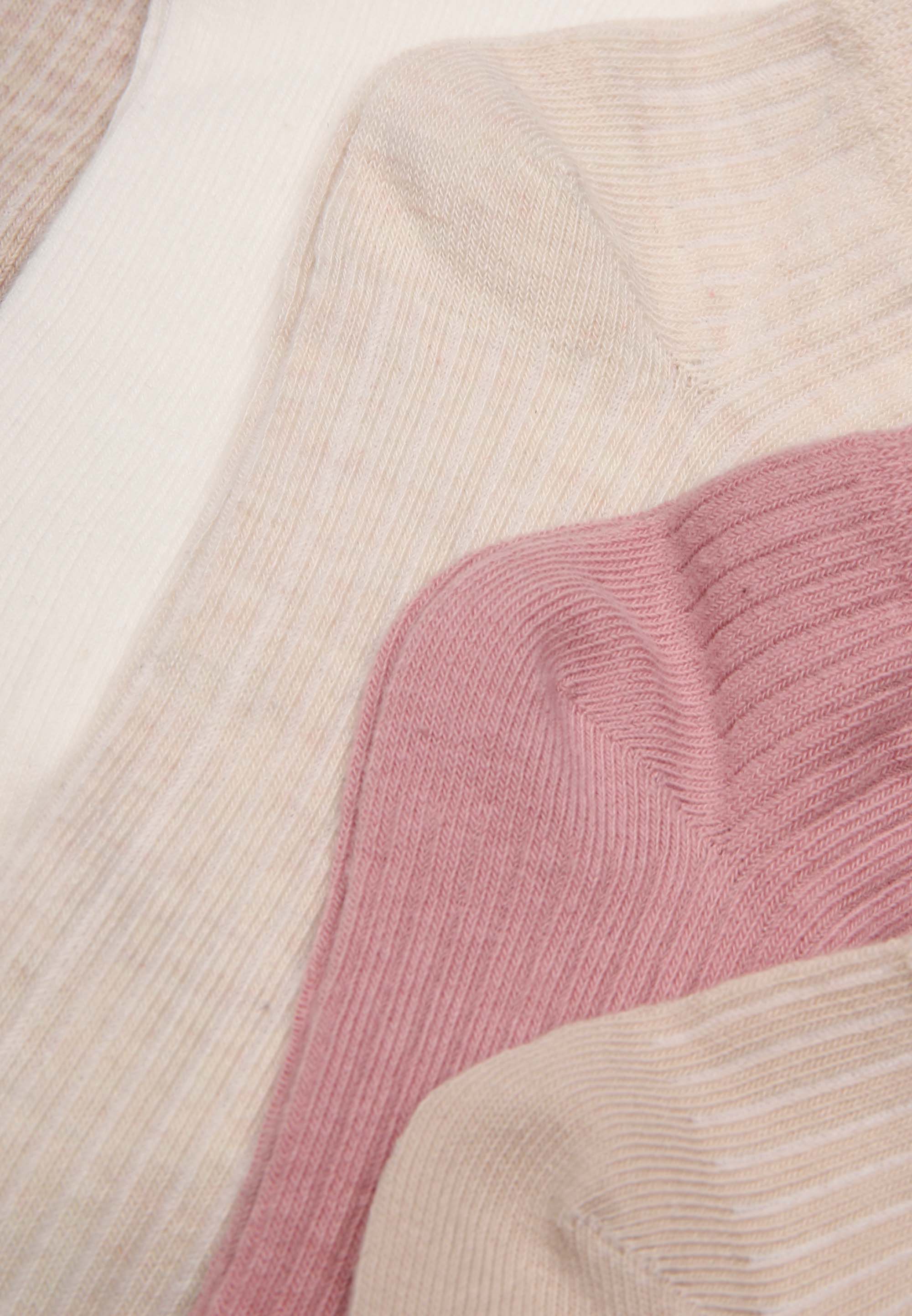Womens 5pk Pink & Natural Ribbed Trainer Socks