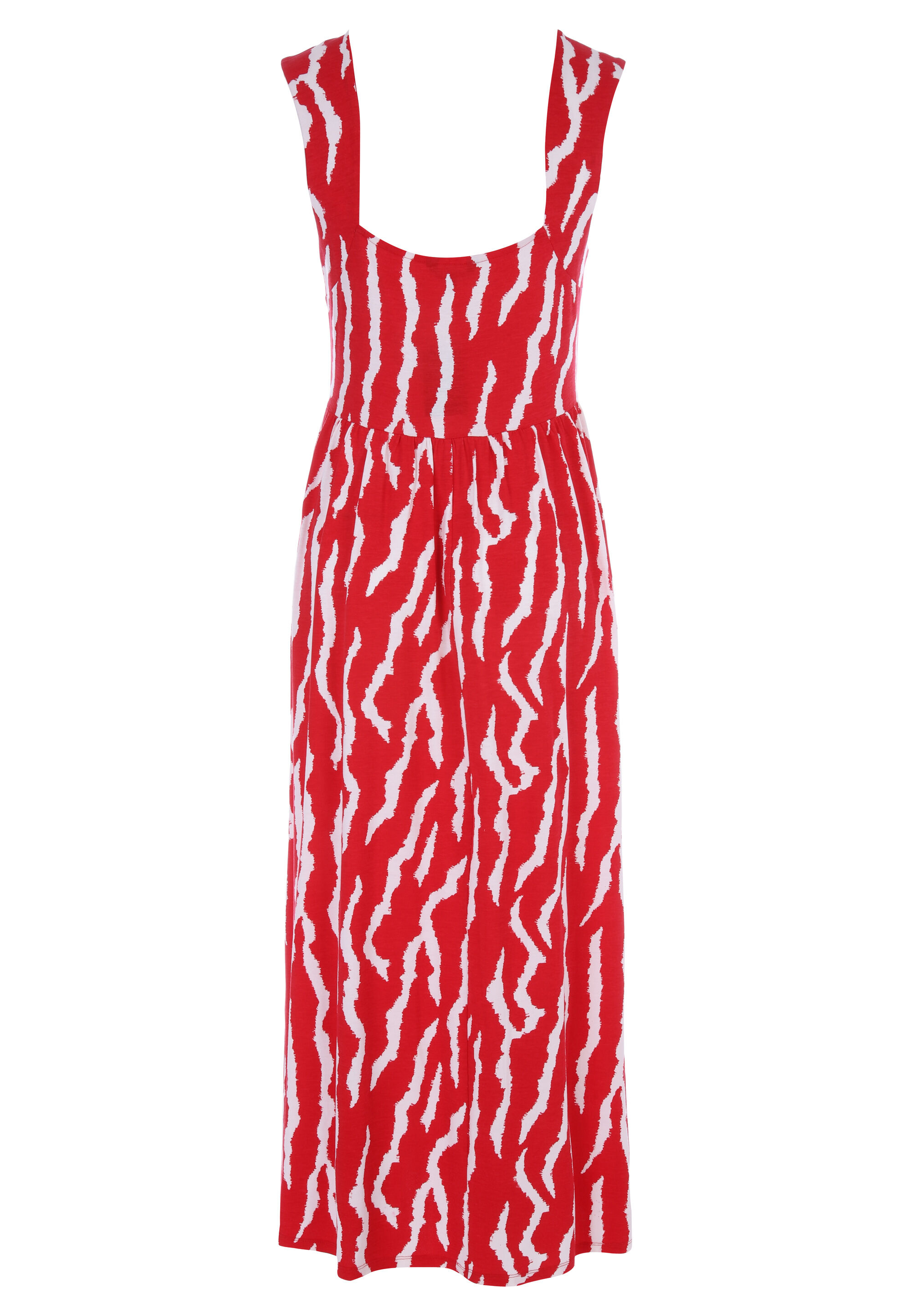 Womens Red Zebra Print Button Front Midi Dress