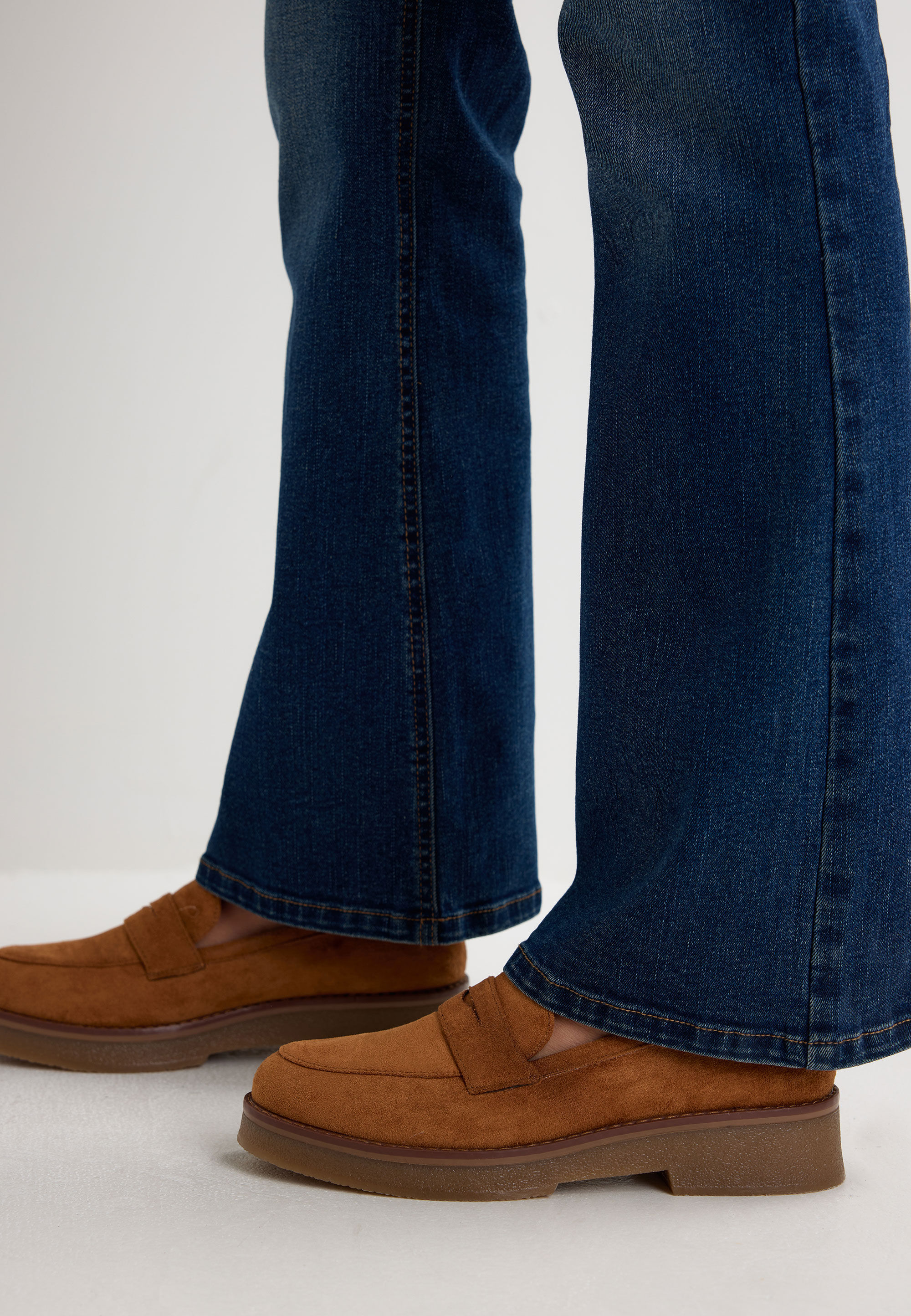 Womens Tan Plain Suedette Loafers