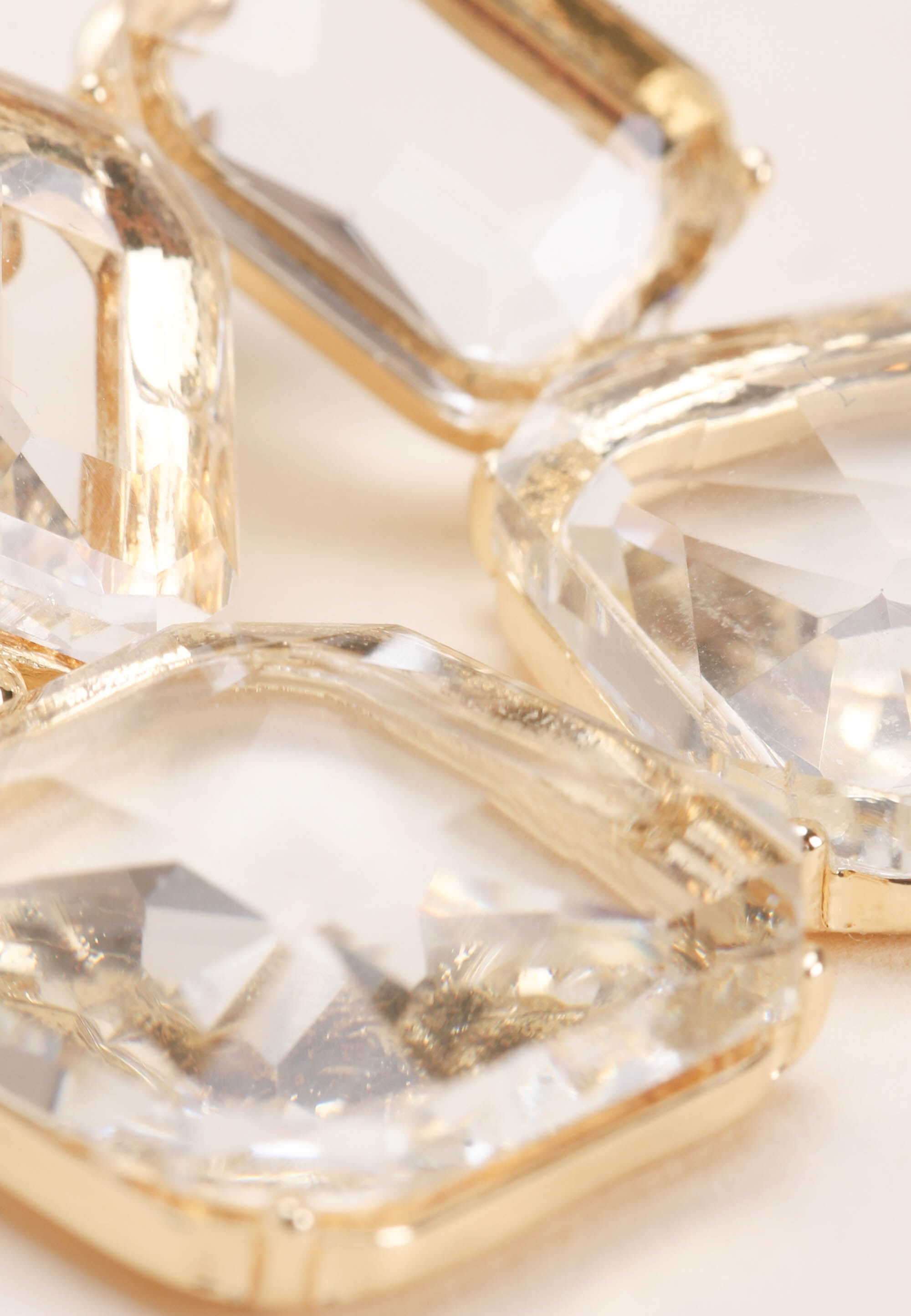 Womens Gold Clear Gem Drop Earrings