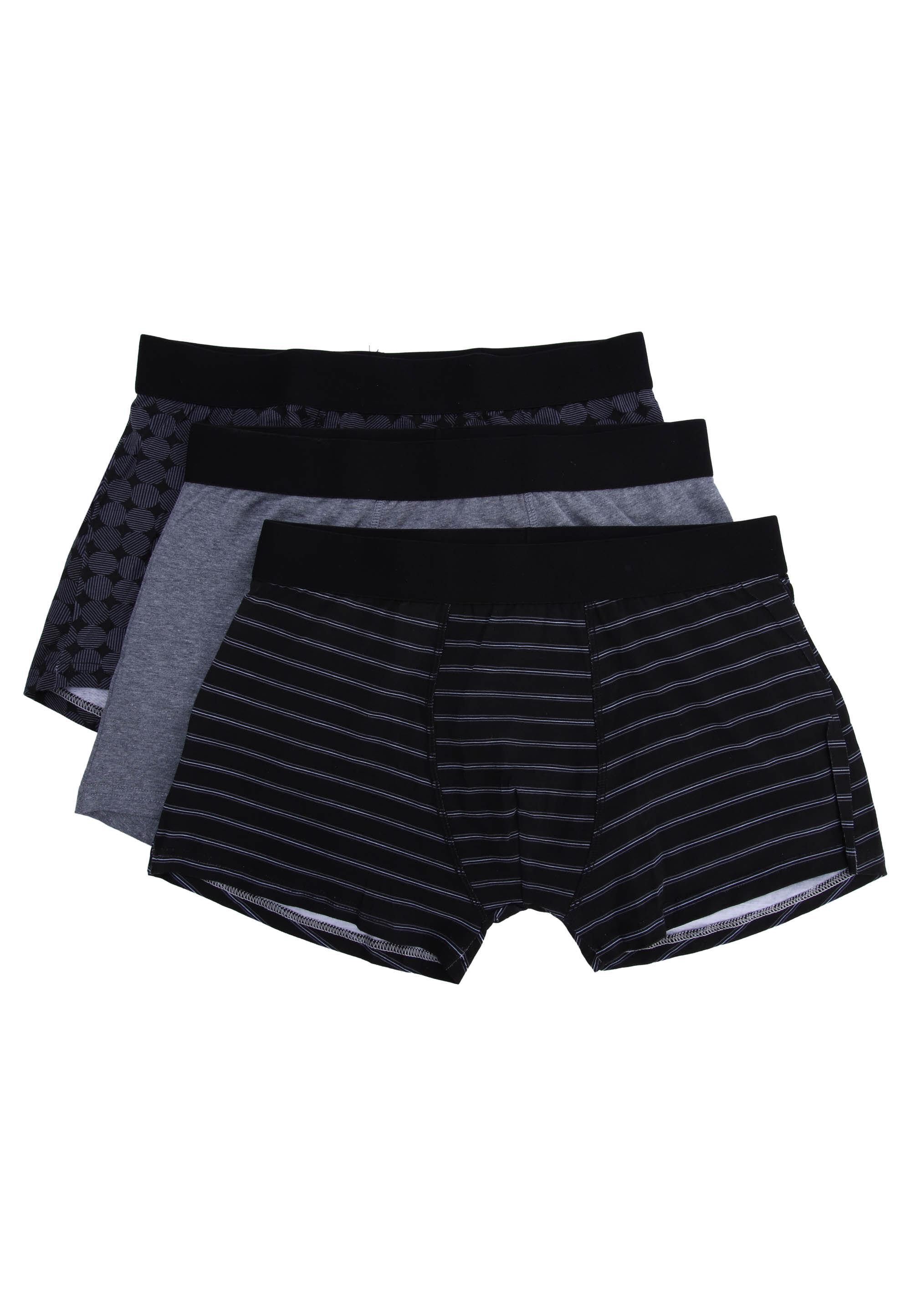 Mens 3pk Grey Stripe Hipster Stretch Trunks