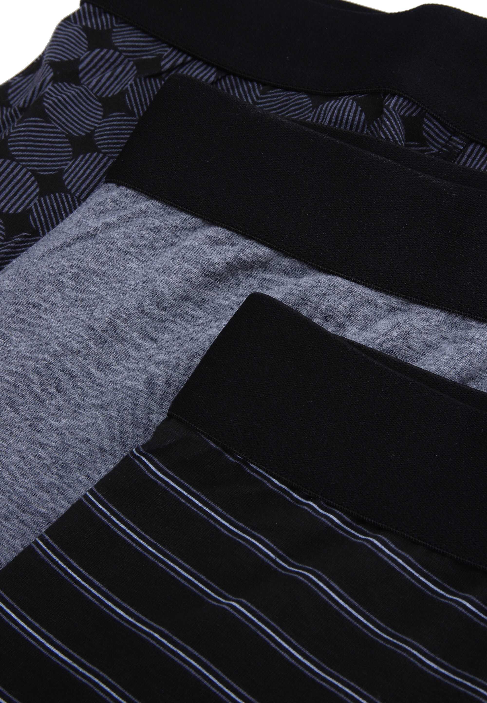 Mens 3pk Grey Stripe Hipster Stretch Trunks