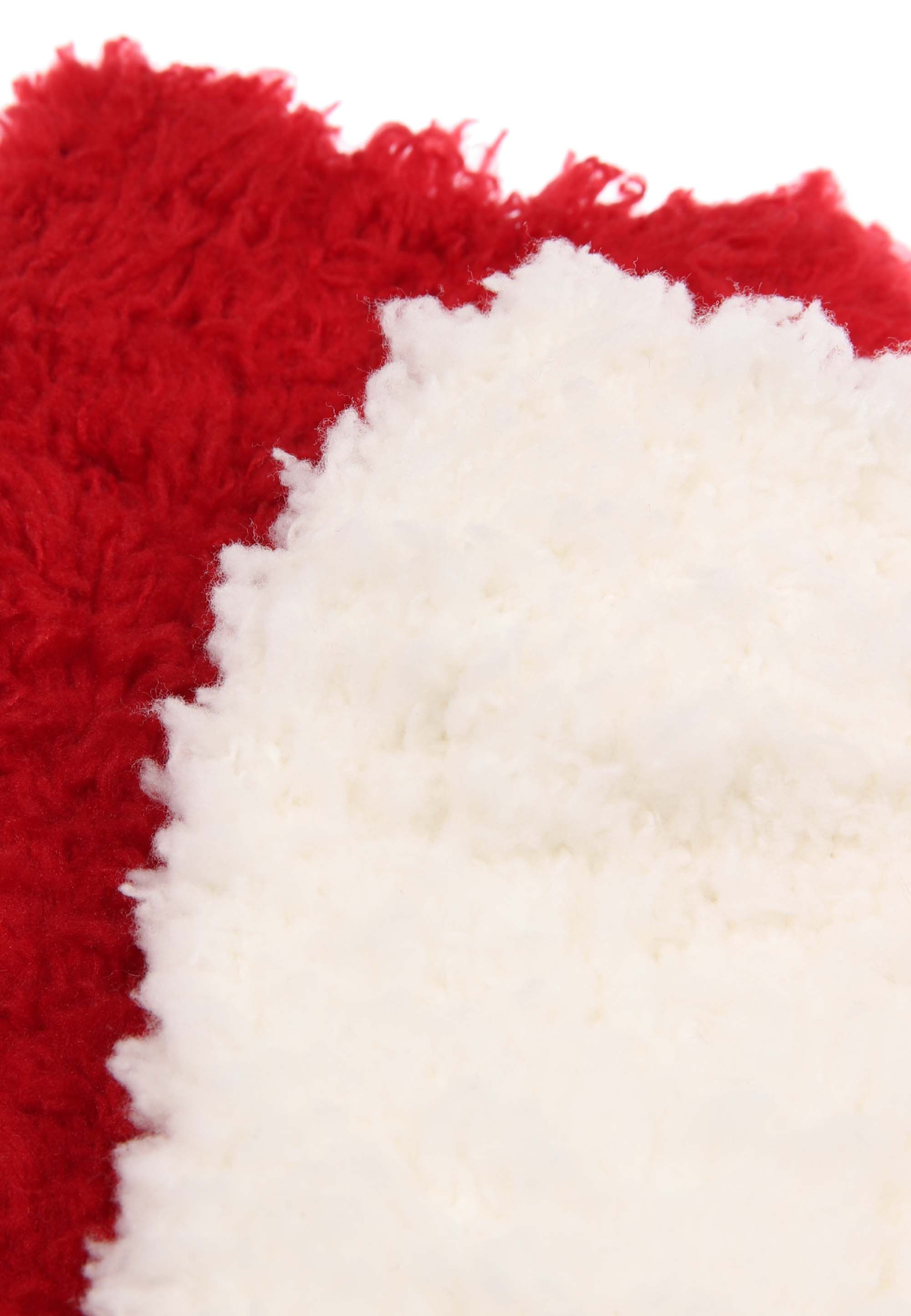 Womens 2pk Red & Cream Teddy Fleece Socks