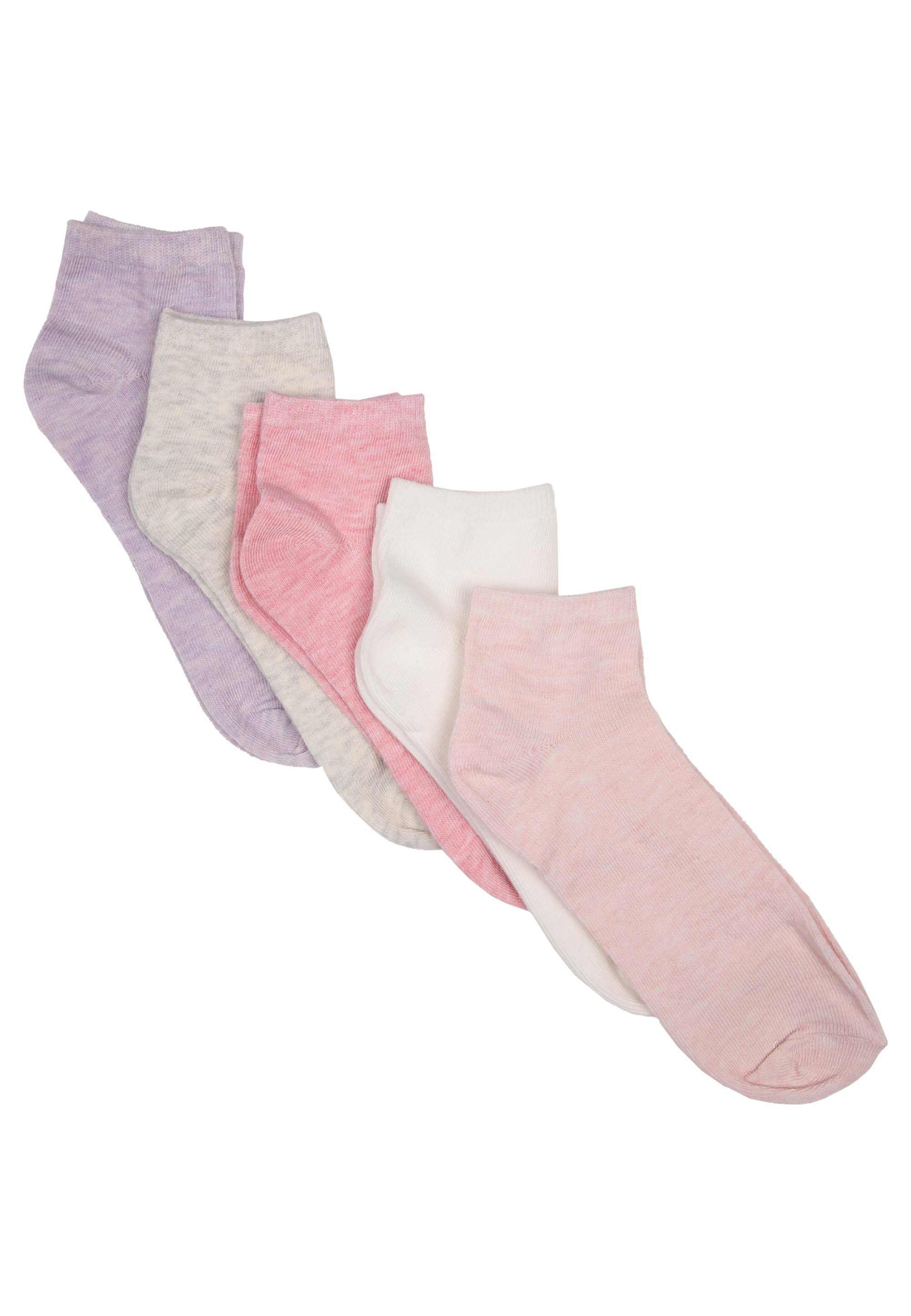 Girls 5pk Pink Pastel Knit Trainer Socks