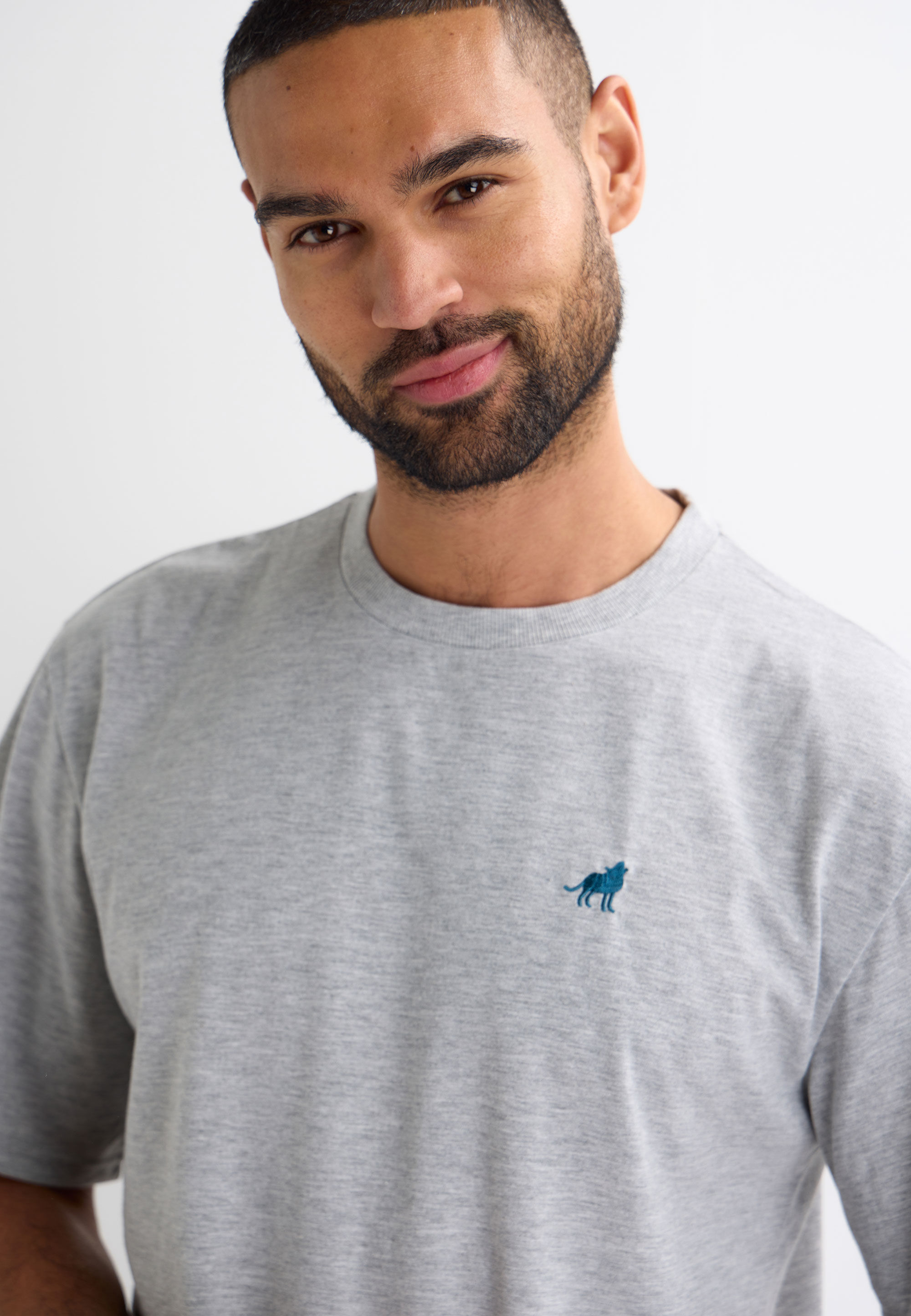 Mens Grey & Blue Print Jersey Long Pyjama Set