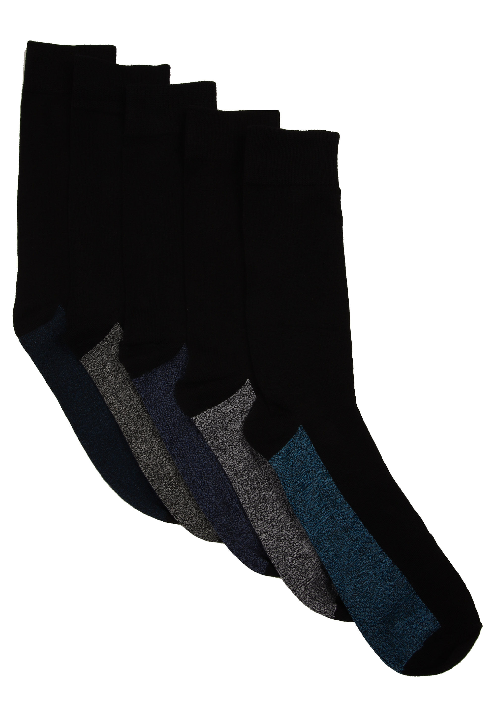 Mens 5pk Black & Grey Footbed Ankle Socks