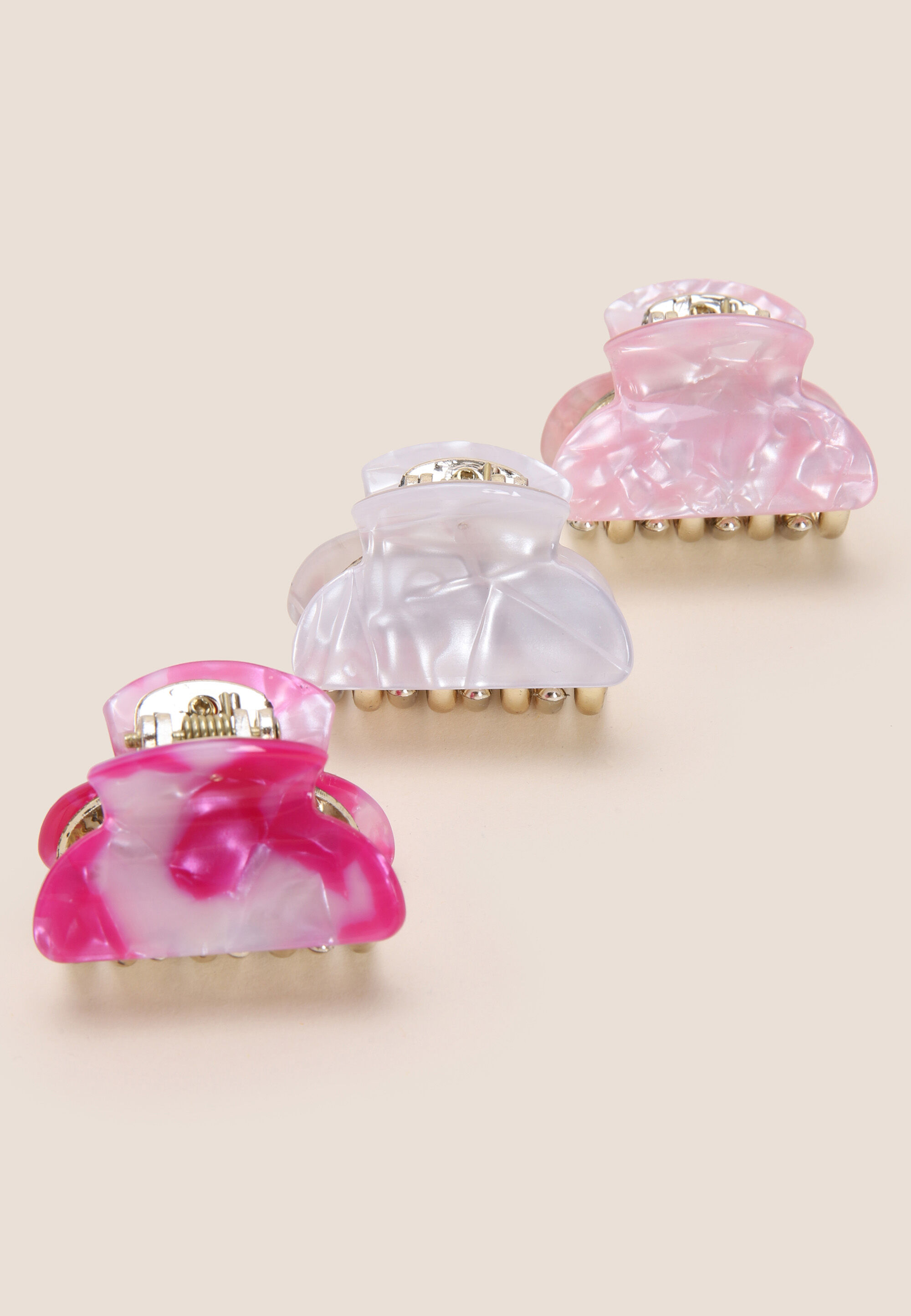 Womens Hot Pink 3pk Mini Bulldog Clips