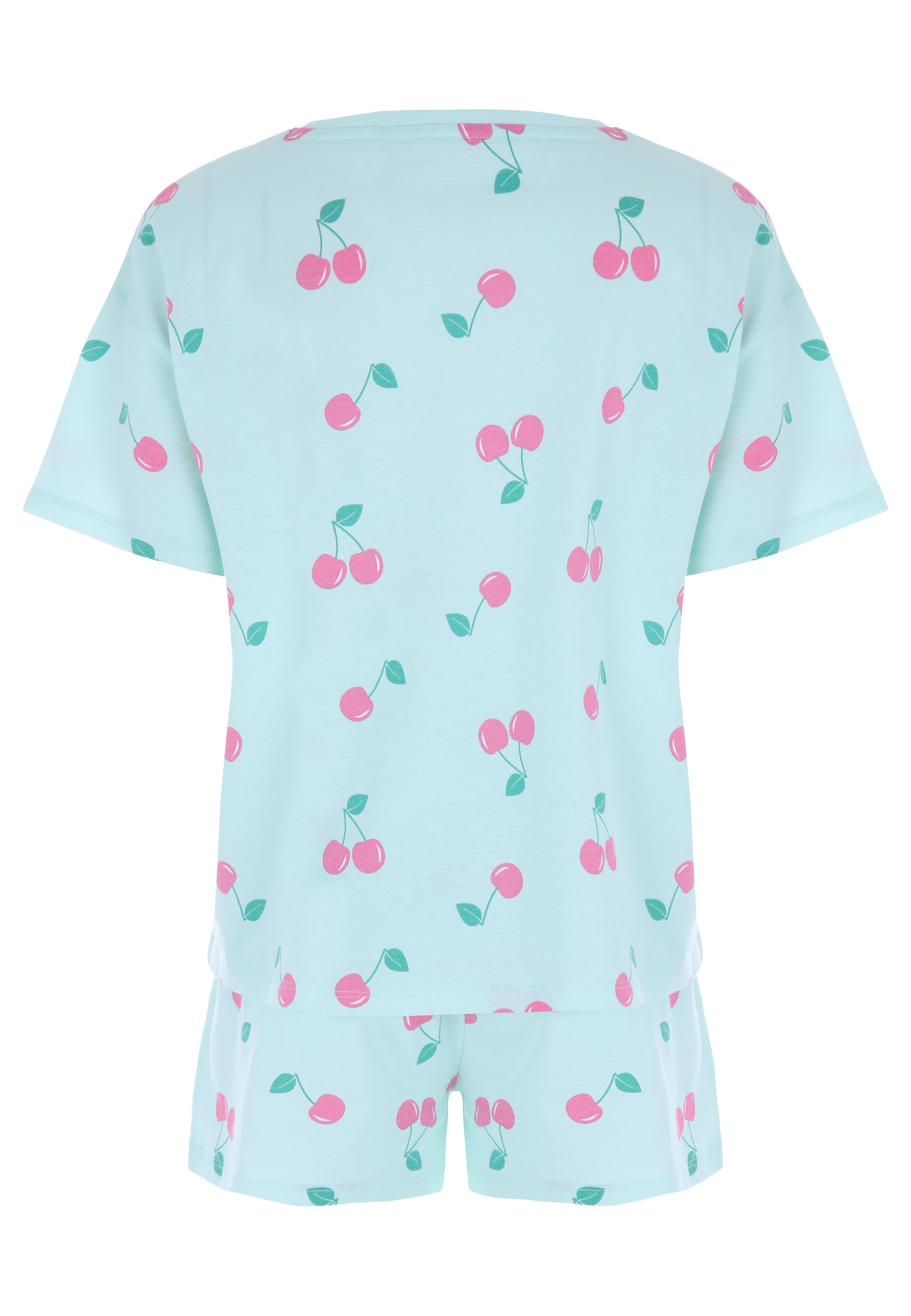 Older Girls Mint Cherry Print Top & Short Pyjama Set