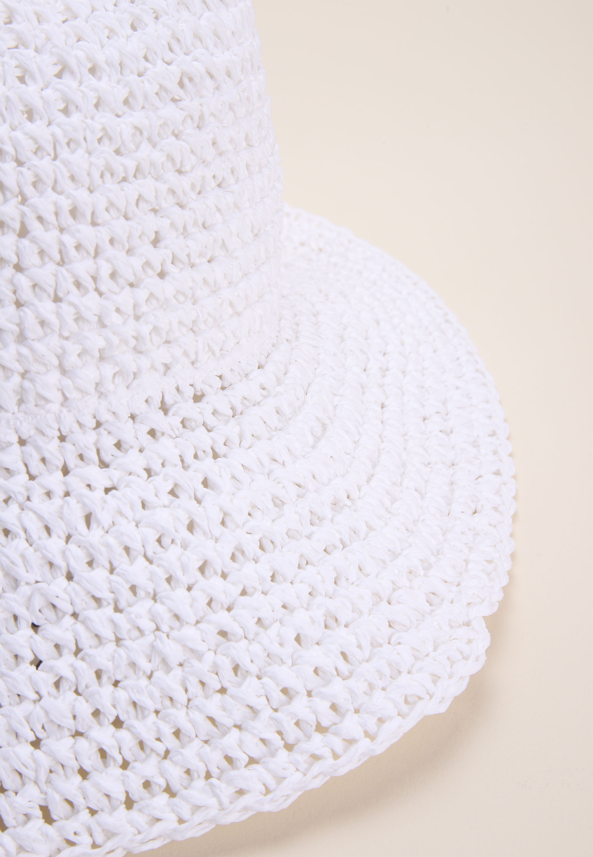 Womens White Straw Bucket Hat