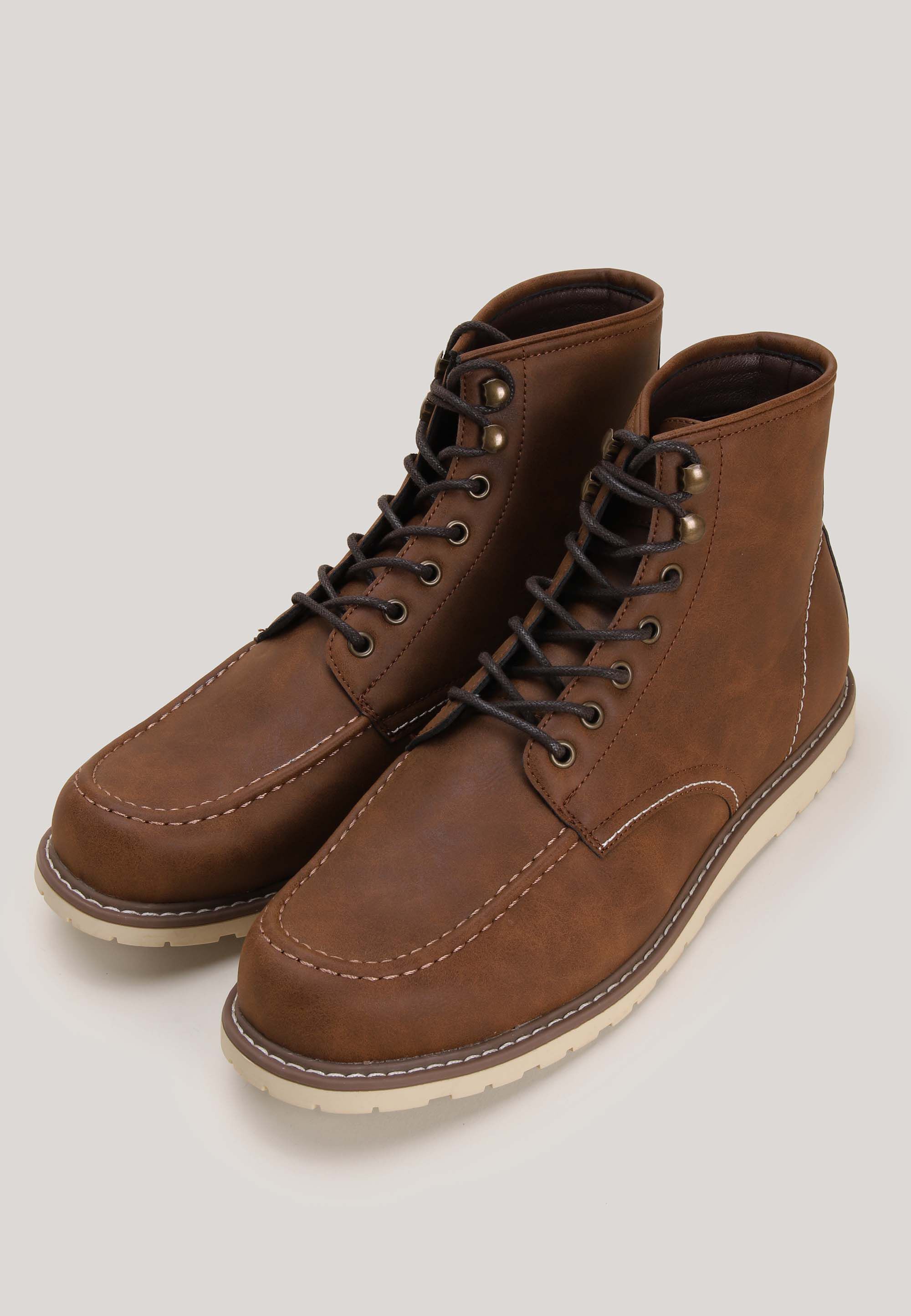 Mens Tan Lace Up Sport Sole Boots