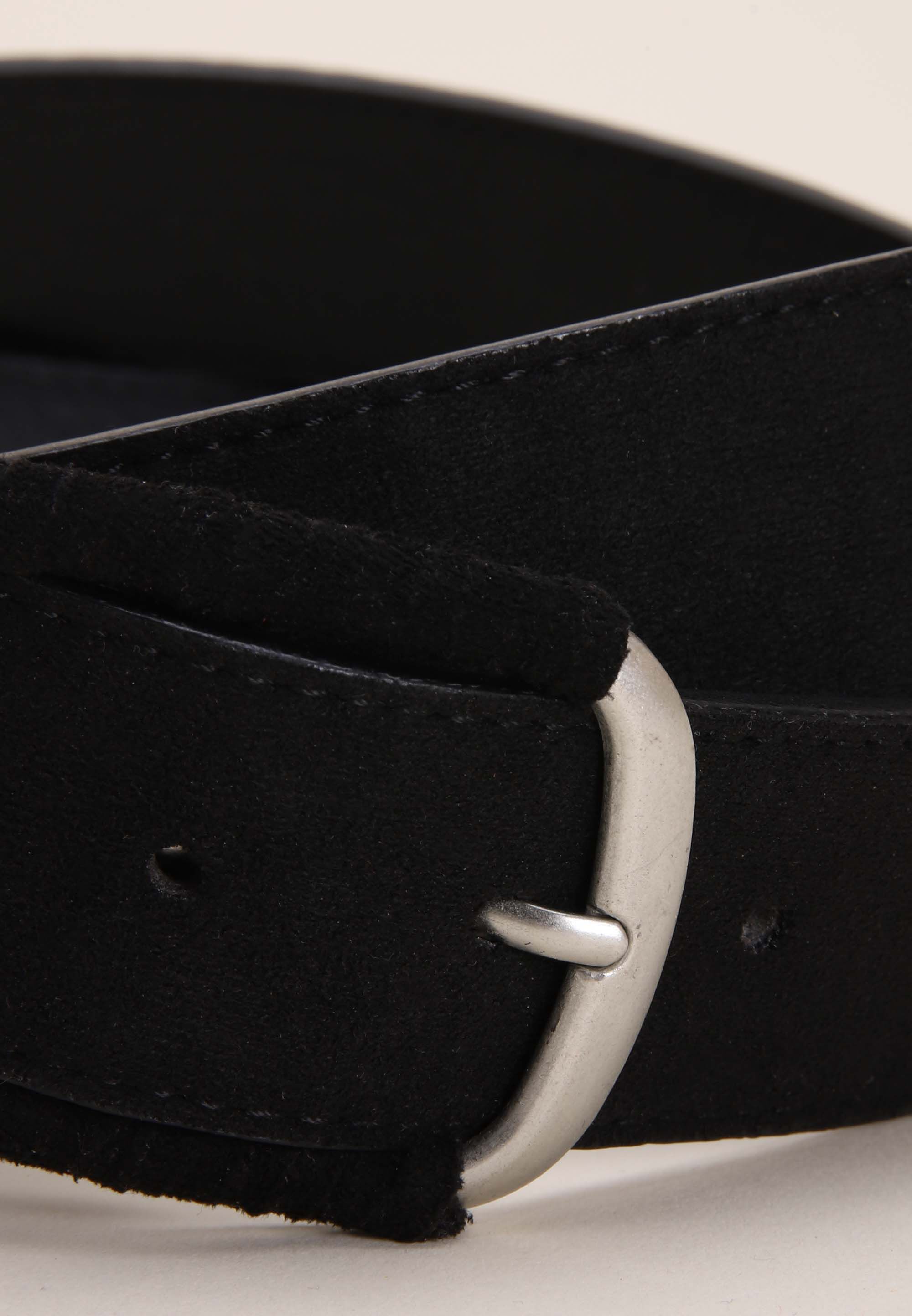 Womens Black Sueduette & Gold Buckle Belt