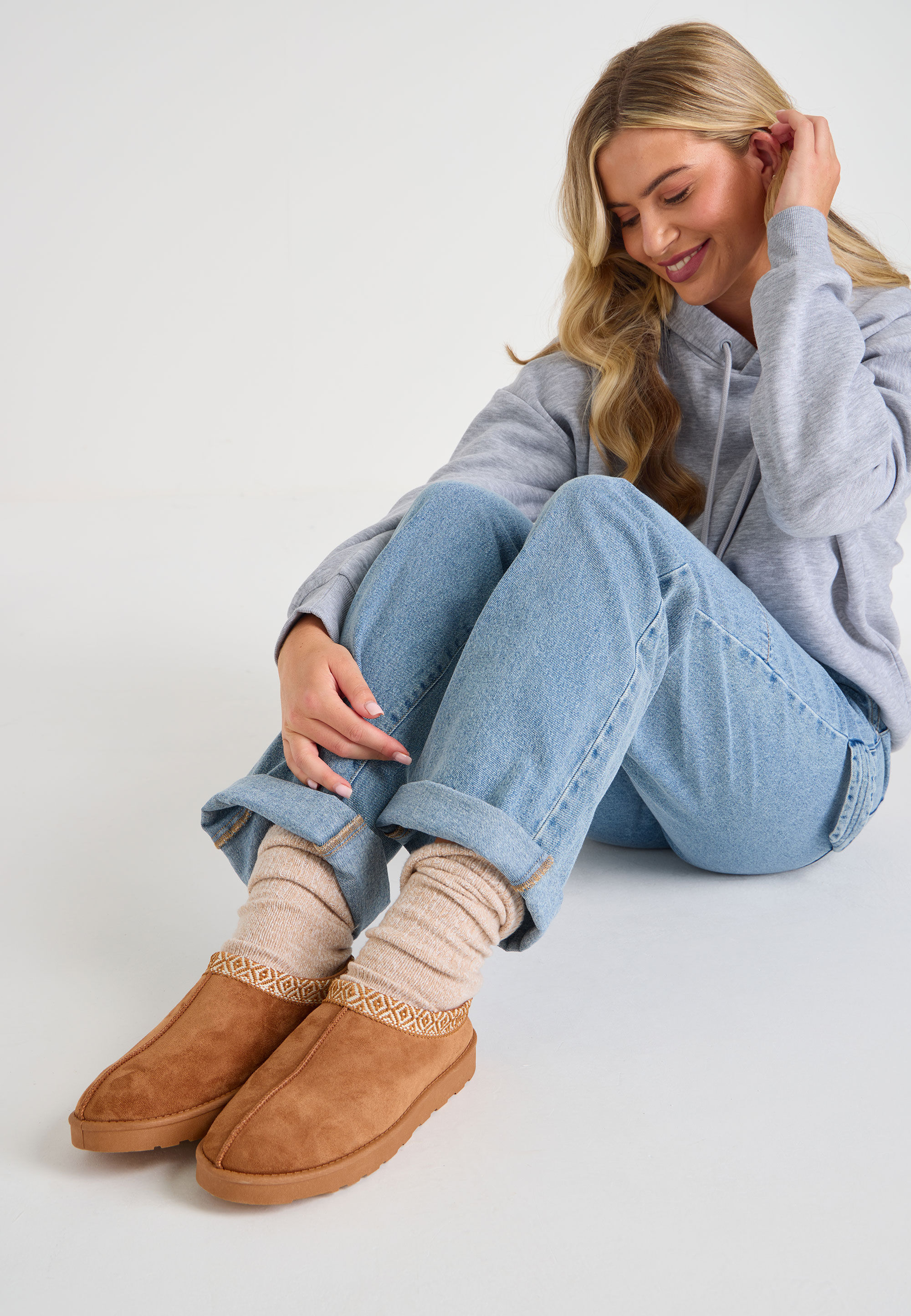 Womens Tan Casual Cosy Mule