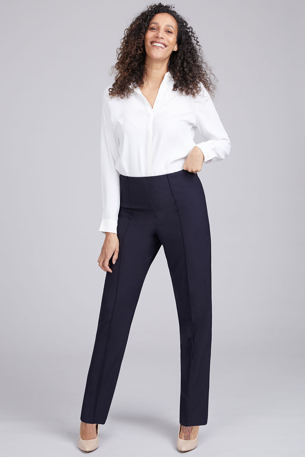 Comfort Waist Straight Leg Trousers