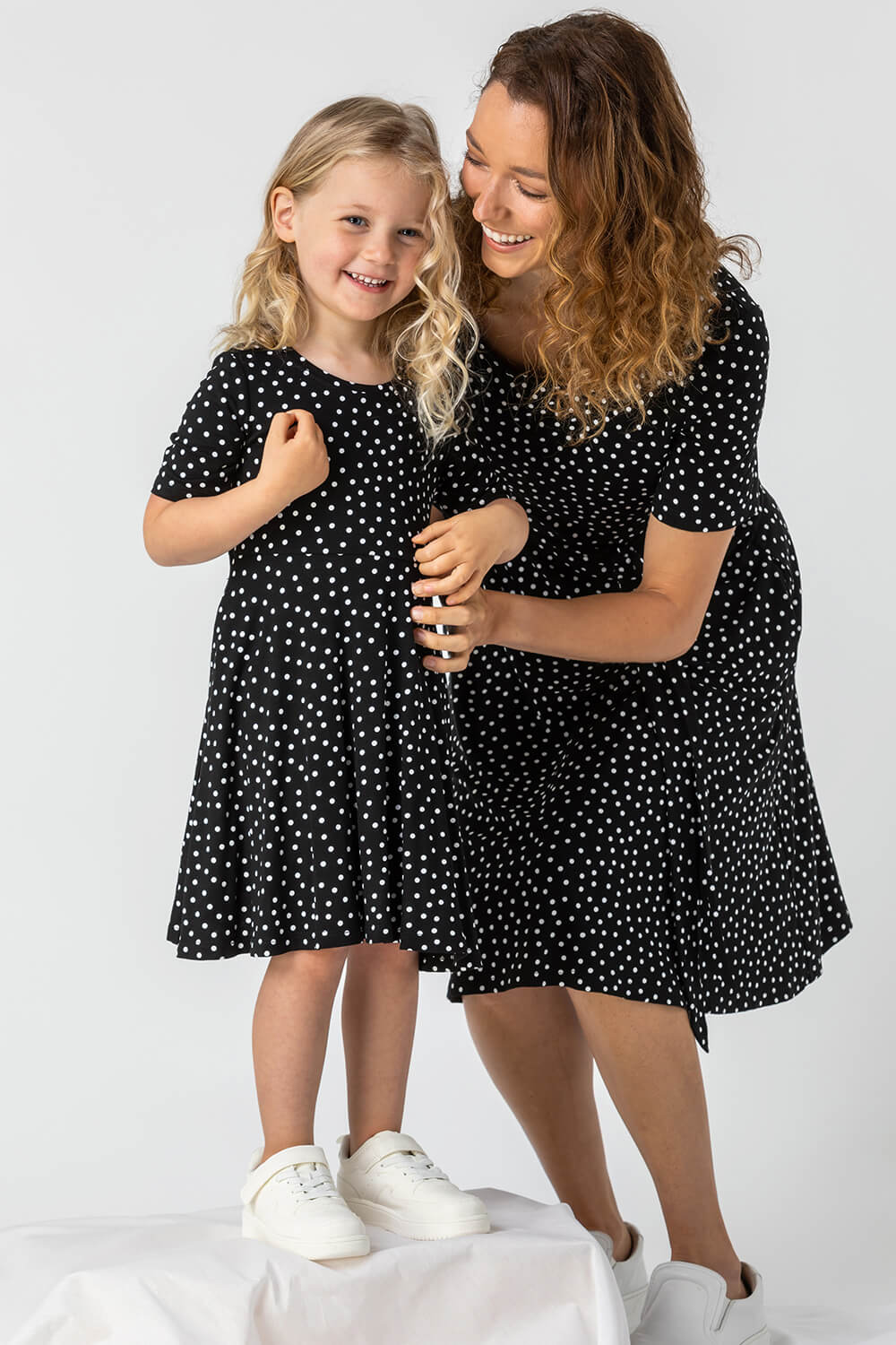 Black Girls Polka Dot Skater Dress